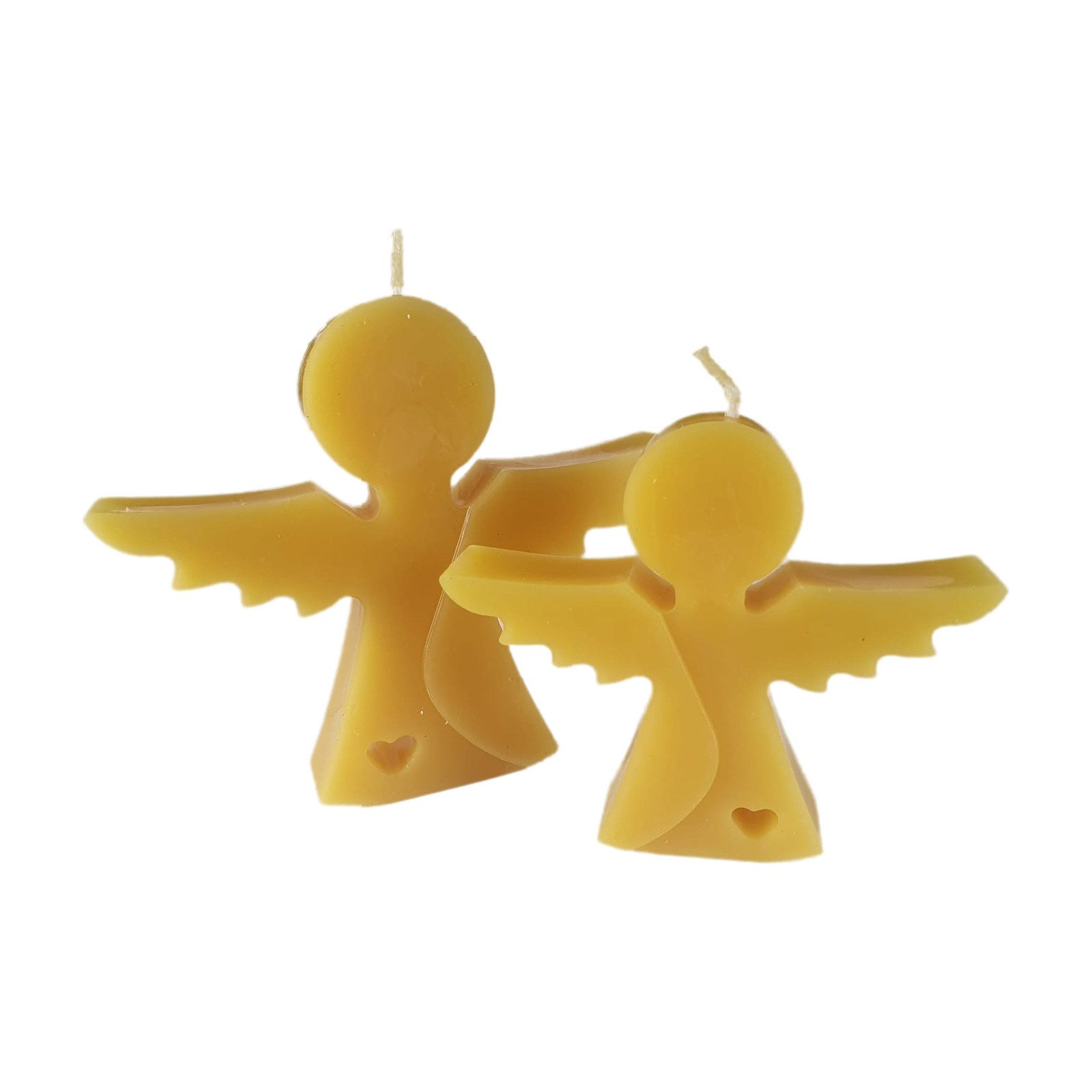 Aspinaworld Bienenwachskerze 2er Set Engel Kerze 10,5 cm natur – zwei Größen (2-tlg)