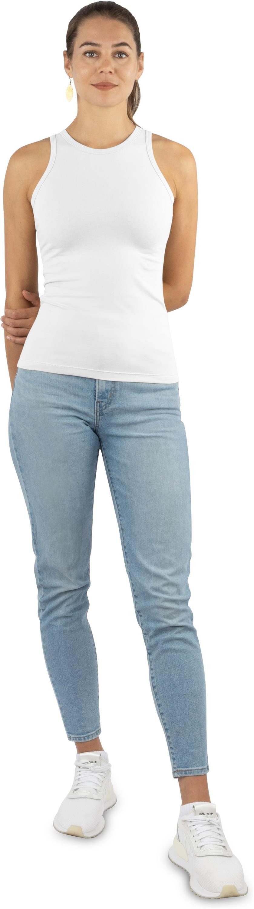Janice Tanktop 4 x Damen Top hochgeschlossen Nauta Trägertop aus Baumwolle