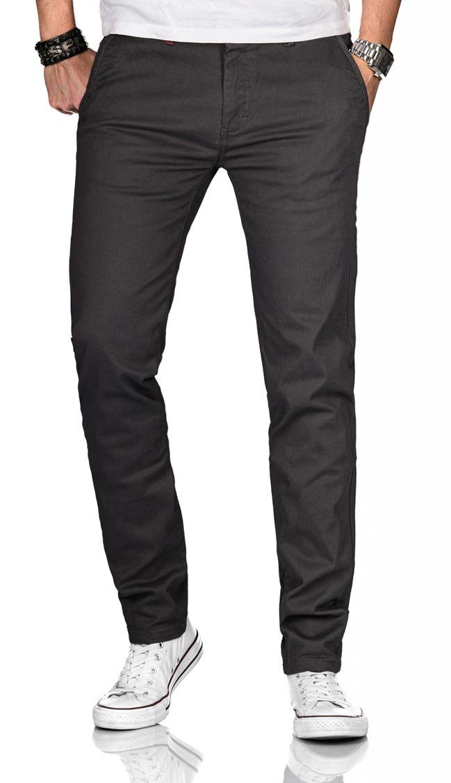 Maurelio Modriano Straight-Jeans Maurelio Modriano Herren Designer Chino Hose Schwarz MM-002 mit Stretchanteil