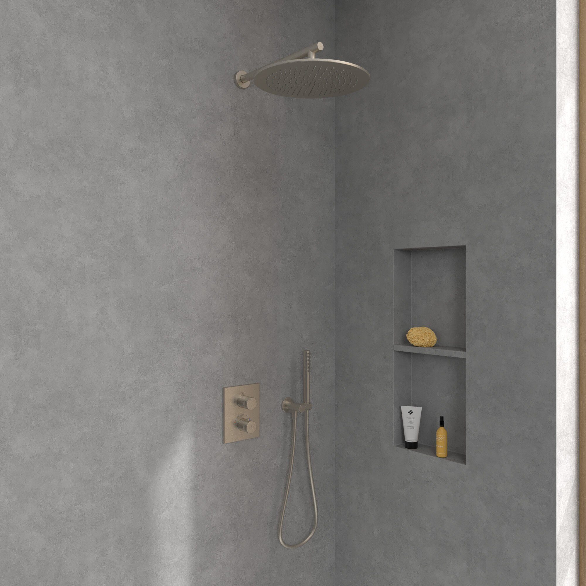 Villeroy & Boch Regenduschkopf Universal Showers, Regenbrause 350 mm, Rund - Brushed Nickel Matt