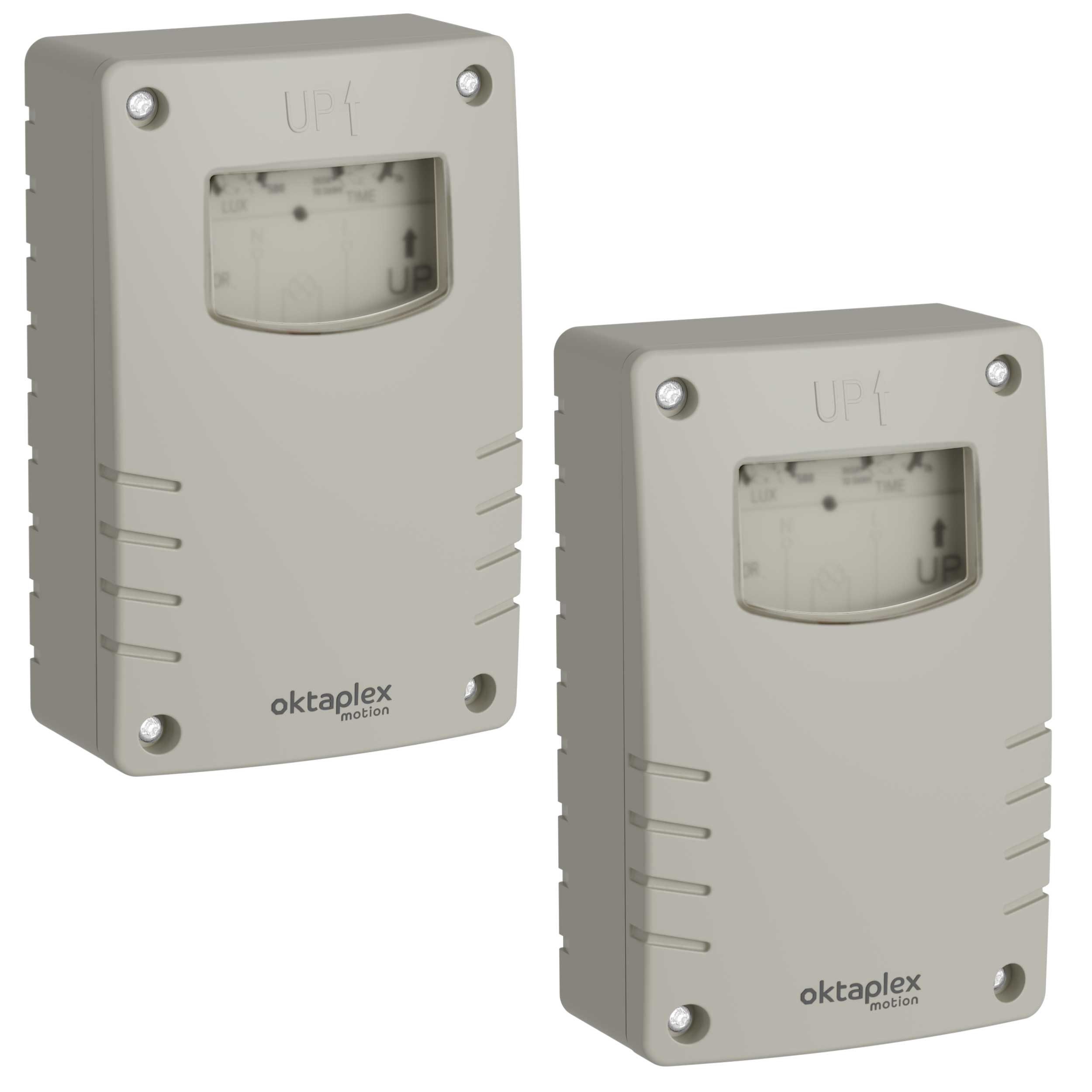 Oktaplex motion Dämmerungsschalter Bela Dämmerungsschalter außen 230V mit Timer IP65 Sensor, (2-St), Dämmerungssensor für Garten grau weiß