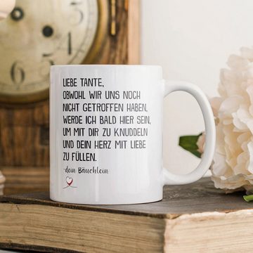 22Feels Tasse Du Wirst Tante Schwangerschaft Geschenk Baby Werdende Muhme Frauen, Keramik, Made in Germany, Spülmaschinenfest