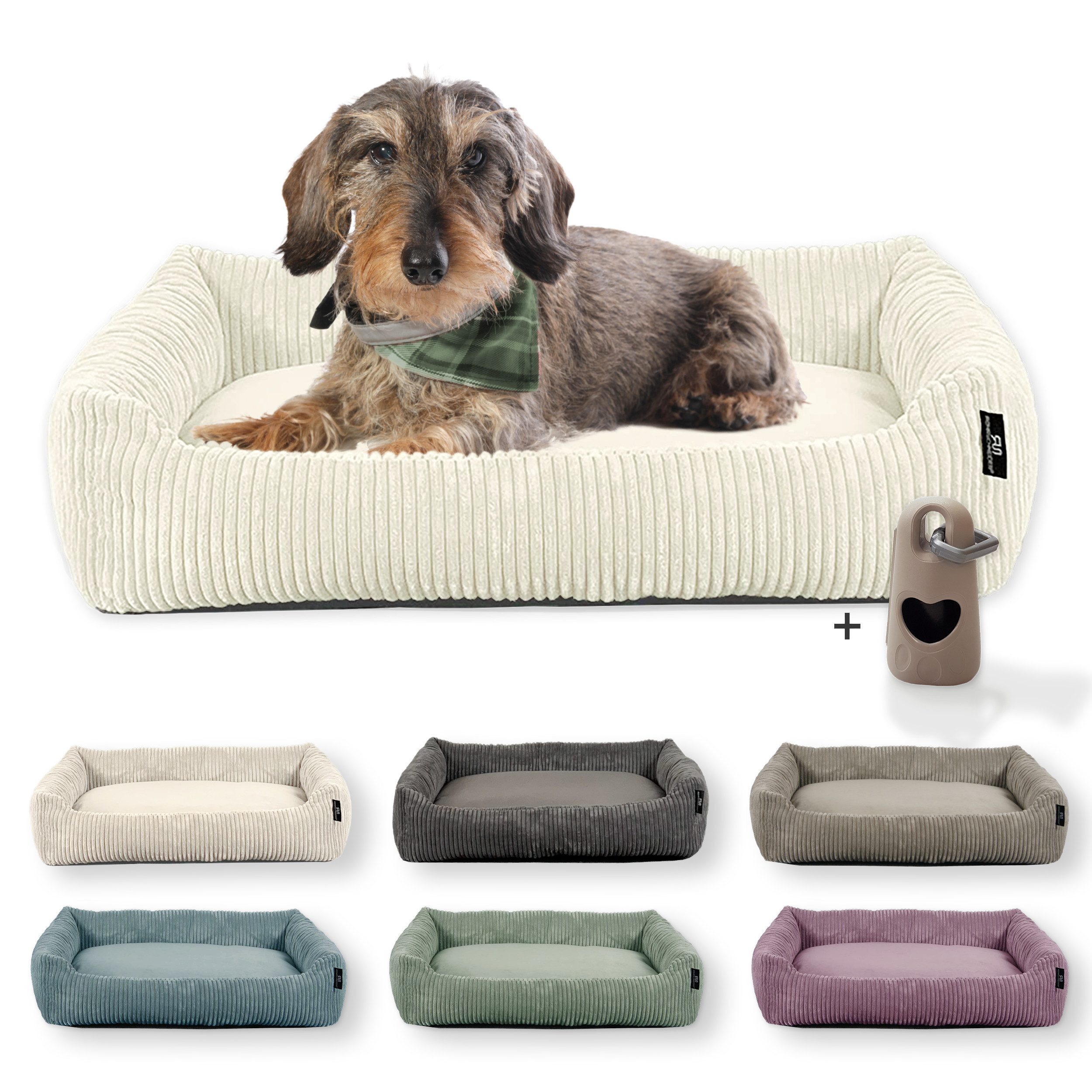 Rohrschneider Tierbett Hundebett Hundekorb Cordstoff, inkl. Gassibeutel günstig online kaufen