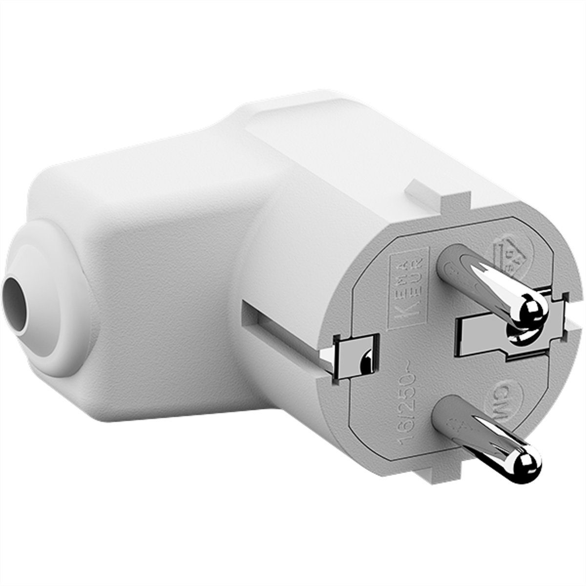 Bachmann Montage-Winkelstecker weiß Stromadapter, 0 cm, CEE 7/7 2-polig mit Schutzkontakt, 960.202