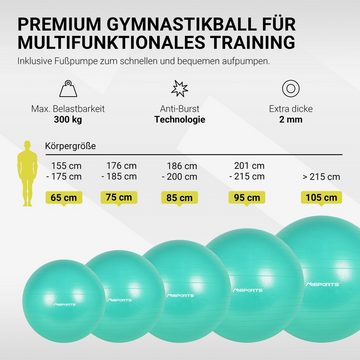 MSports® Gymnastikball Gymnastikball Anti Burst inkl. Pumpe + Workout App