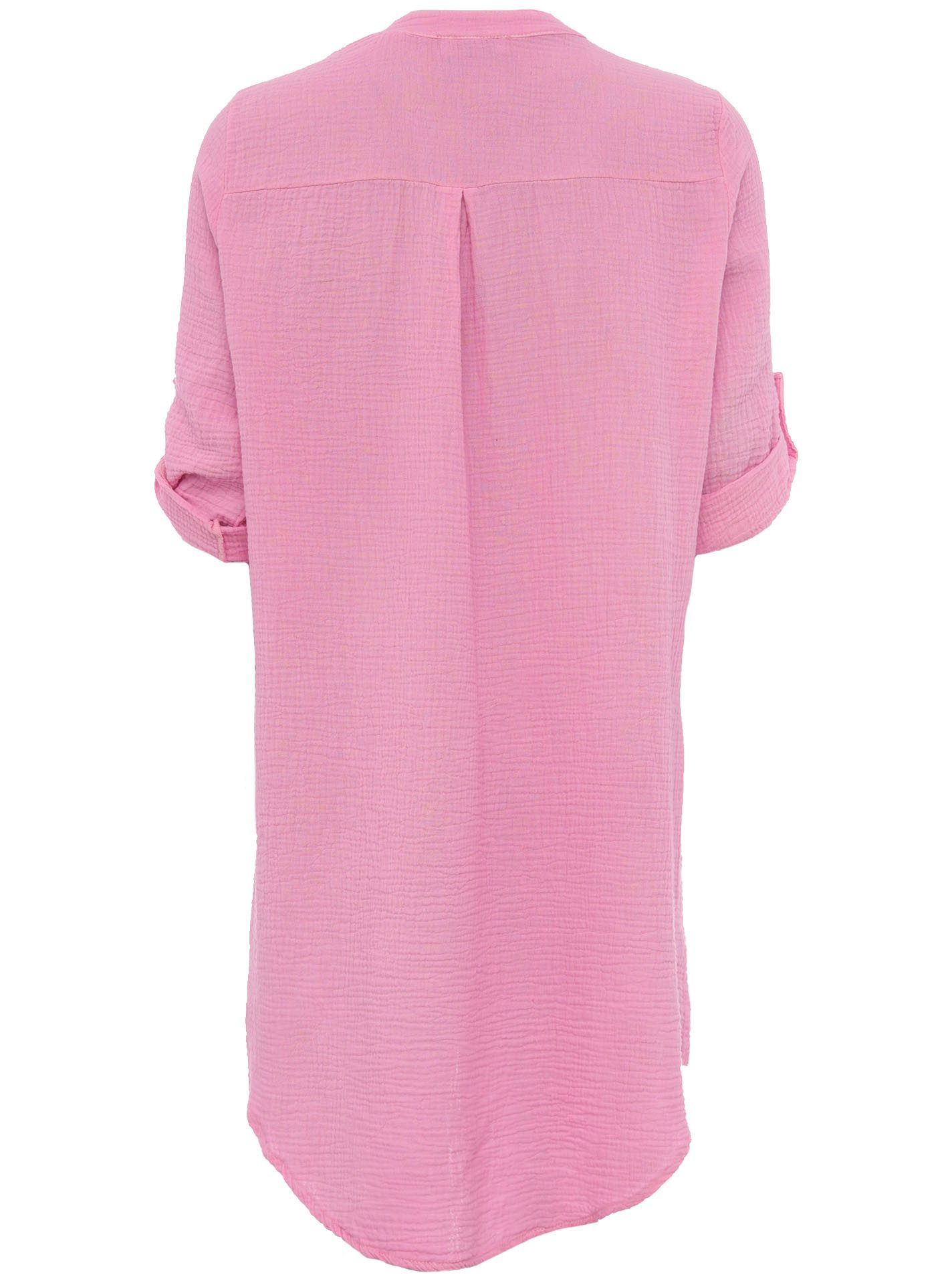 Zwillingsherz Schlupfbluse "Rom" verlängerte Rückenpartie, V-Neck, Turn-Up Ärmel, Musselin – Bild 4 von 5