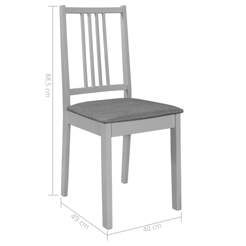 vidaXL Stuhl Esszimmerstühle mit Polstern 4 Stk Massivholz Grau