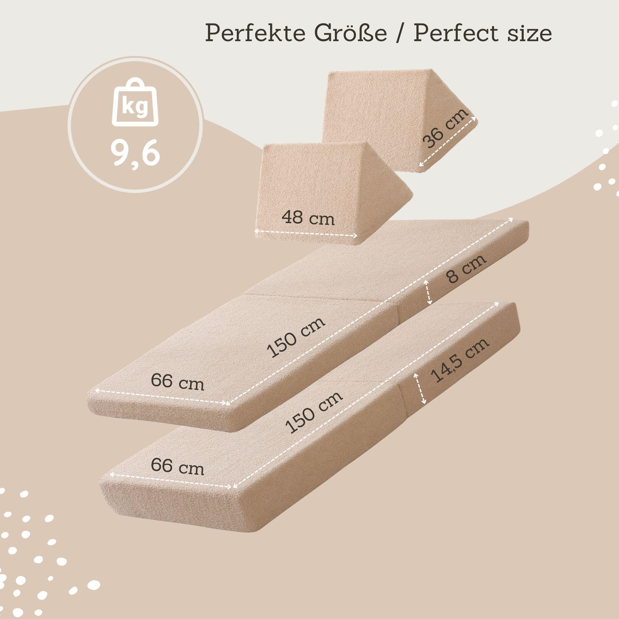 Hakuna Matte Kindersofa Modulares Sofa für kreatives Spielen und Entspannen 150x66x52.5cm, 4 Teile