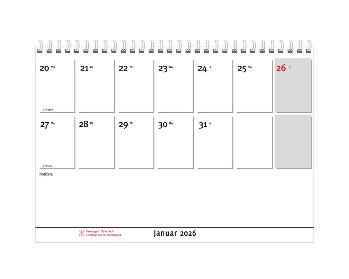 Thumbnail - GÜSS Kalender Schreibtischkalender Monatsübersicht 30x20cm Kalendarium 2026.