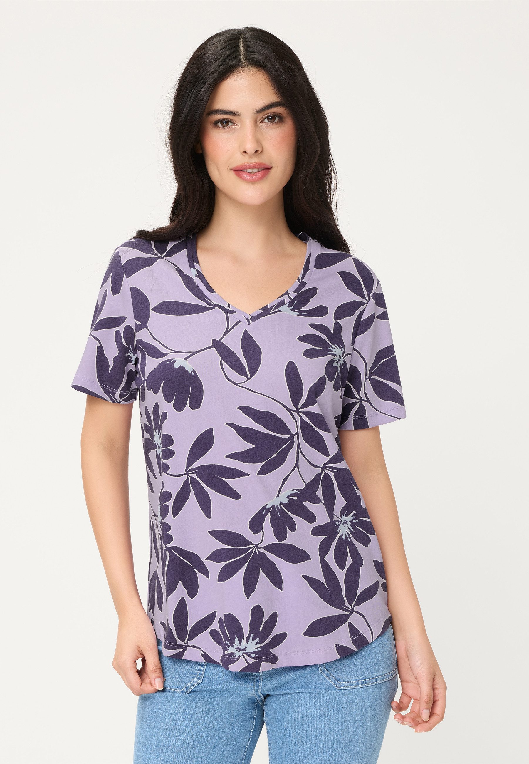 Olsen T-Shirt mit V-Ausschnitt und Halbarm