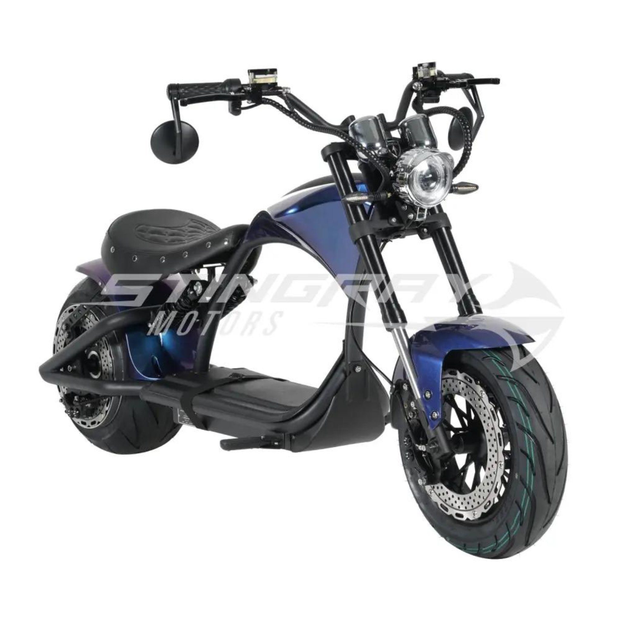 Stingray Motors E-Motorroller Elektroroller 45 E 3kw Custom km/h Stingray M1P, W, - - - 3000,00 Chopper Harley 30Ah Blau