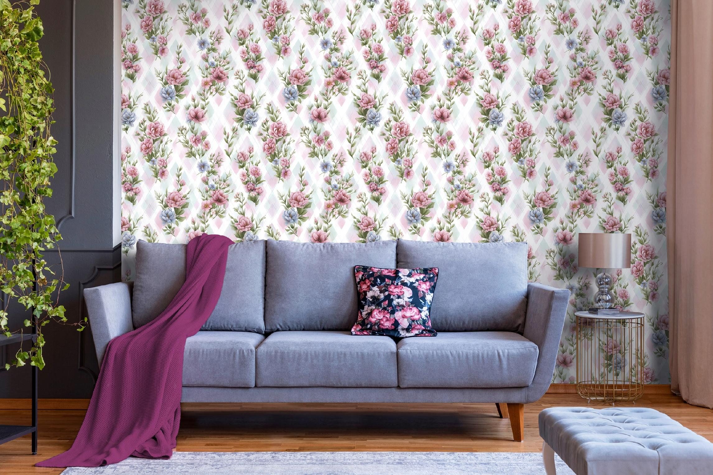 Wallarena Fototapete Blumen Vlies rosa UV-beständig Schlafzimmer, glatt, 50 x 1000 cm