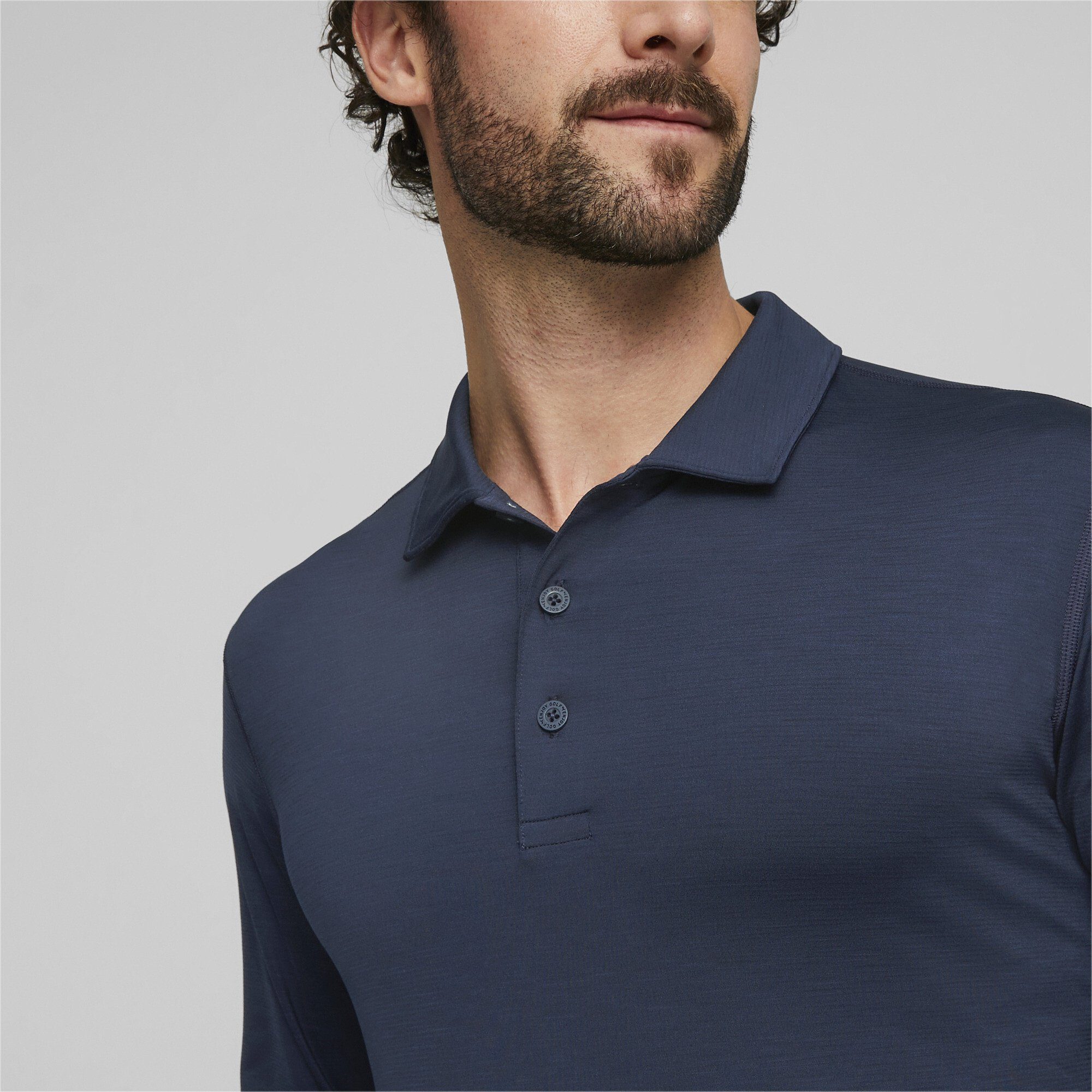 YouV Golfpolo Herren Poloshirt PUMA Sleeve Blazer Long Navy Blue