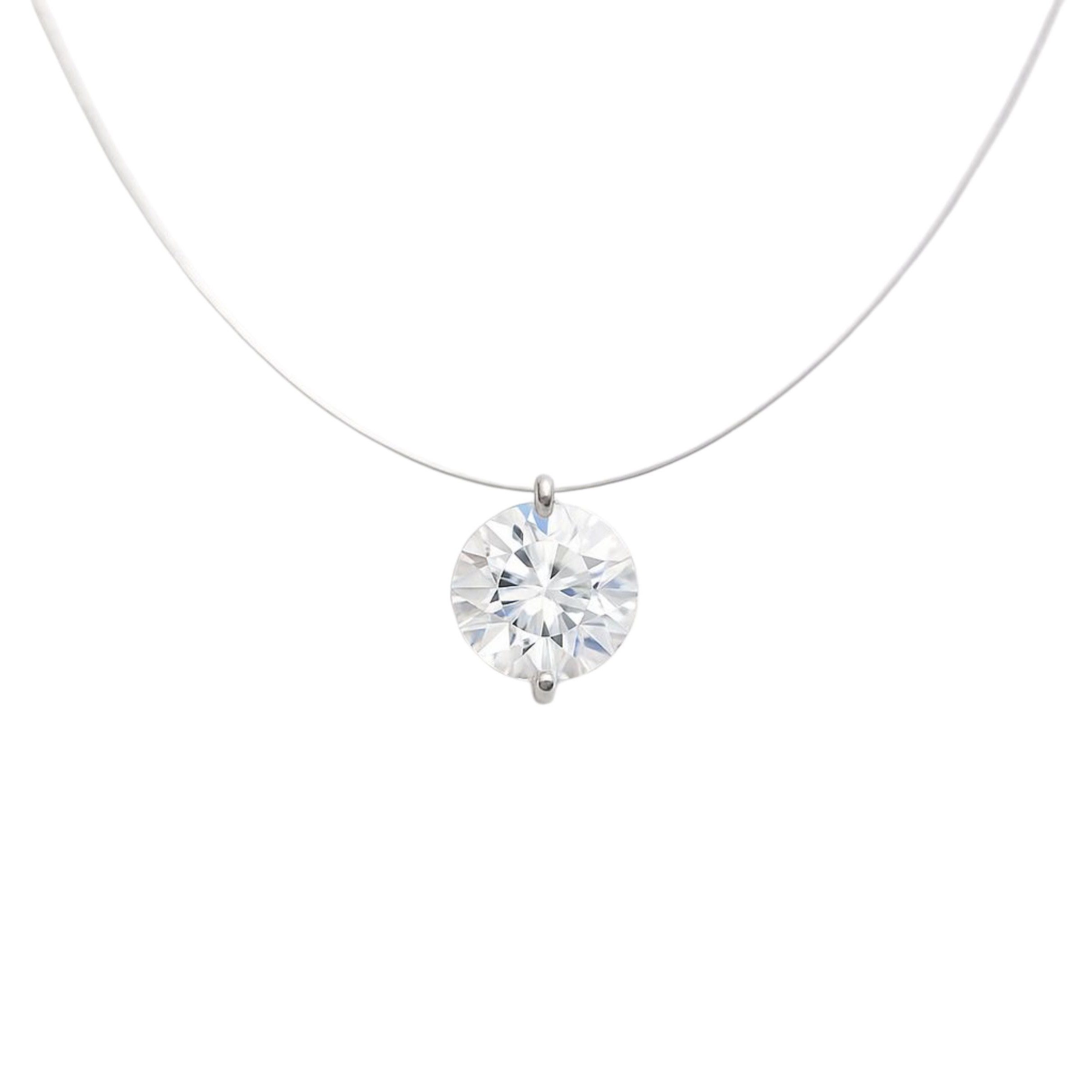 Kette mit Anhänger unsichtbare Nylon Kette mit funkelnder Zirkonia Anhänger