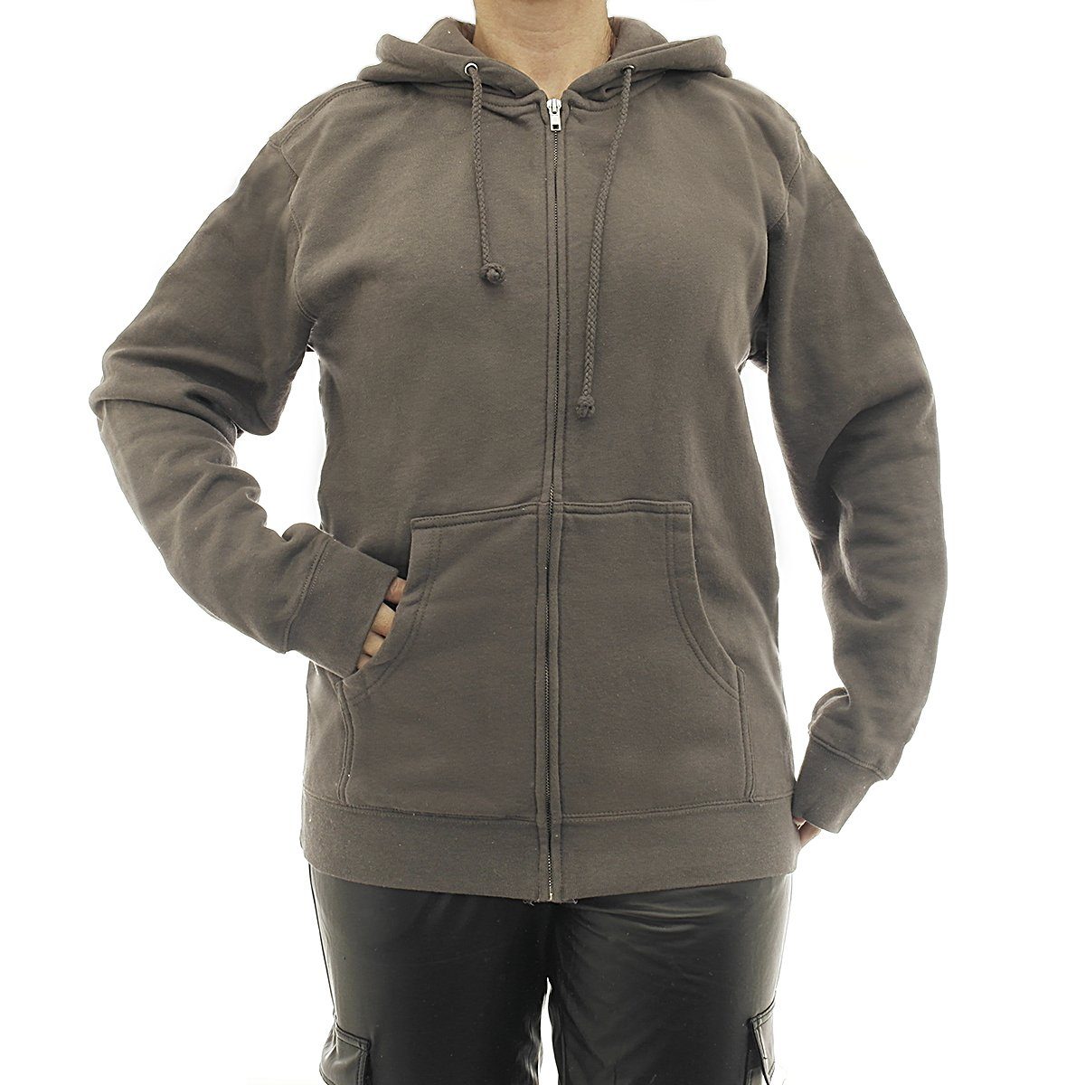 YESET Kapuzenpullover Damen Hoodie warm Fleece Kapuze Reißverschluss Zip Oversize 7177 dunke
