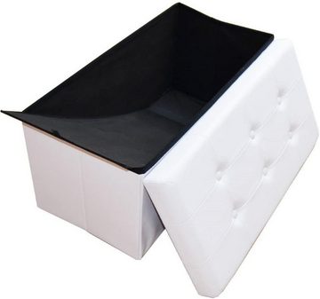 style home Sitzbank faltbare Sitzhocker mit Stauraum (Aufbewahrungsbox mit Deckel, gepolstert Sitzwürfel Fußhocker, Sitztruhe aus Kunstleder), für Wohnzimmer Schlafzimmer 76x38x38cm Weiß