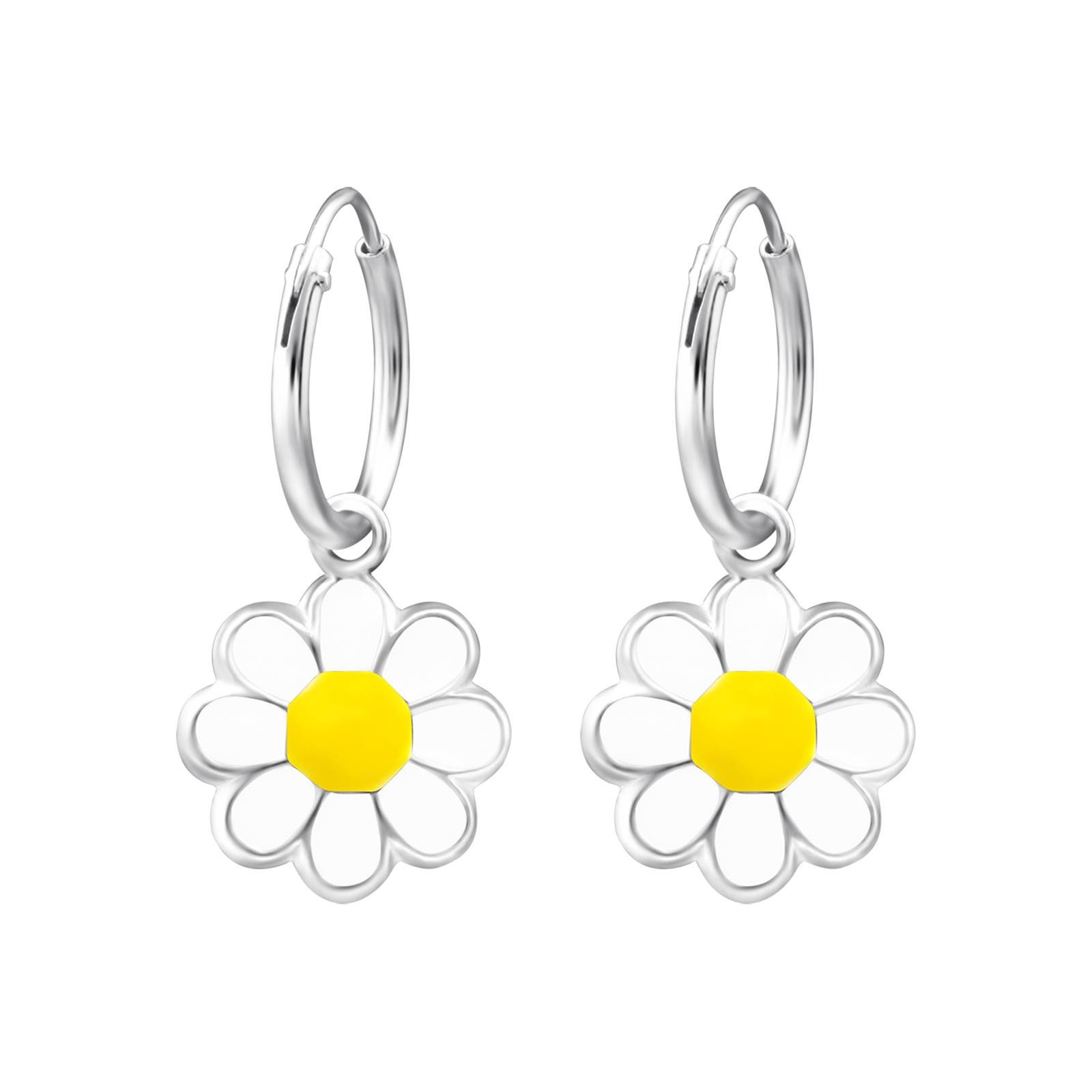 Monkimau Ohrring-Set Gänseblümchen Kinder Creolen Ohrringe 925 Silber, Hypoallergen
