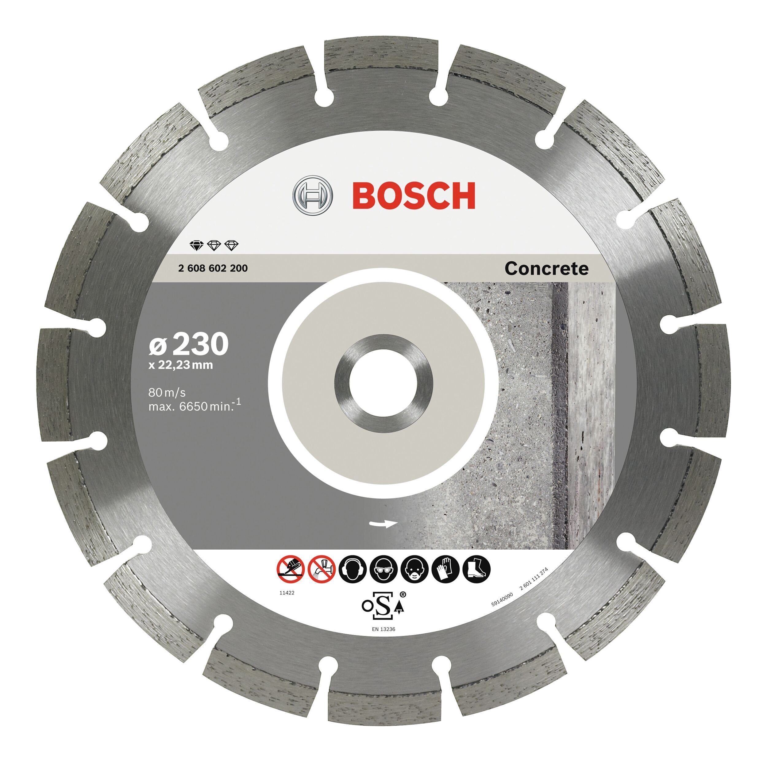 BOSCH Trennscheibe, Ø 230 mm, (10 Stück), Standard for Concrete Diamanttrennscheibe - 230 x 22,23 x 2,3 x 10
