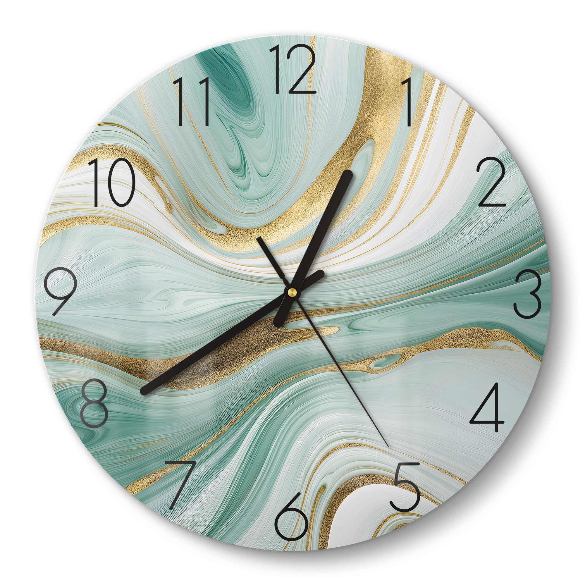 DEQORI Wanduhr 'Smaragdfarbene Wogen' (Glas Glasuhr günstig online kaufen
