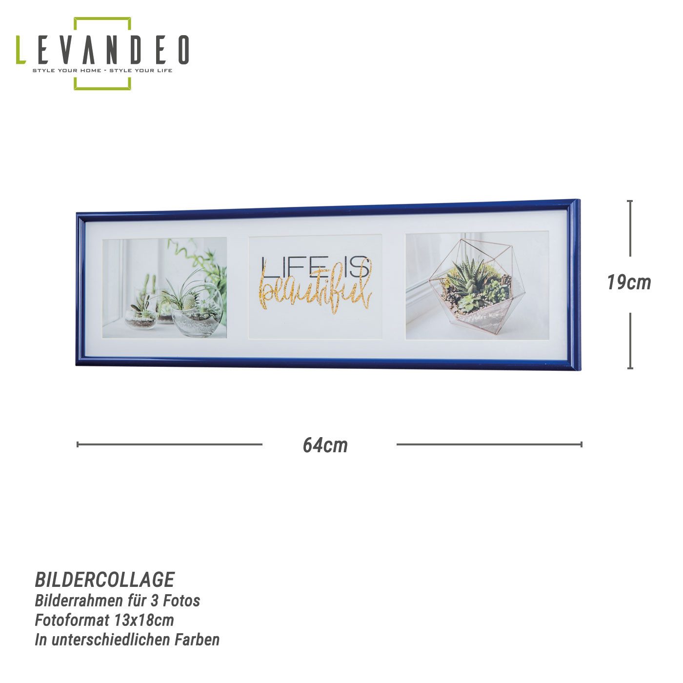 Levandeo® Bilderrahmen Collage, Galerierahmen 3 Fotos 13x18 Passepartout Bl günstig online kaufen