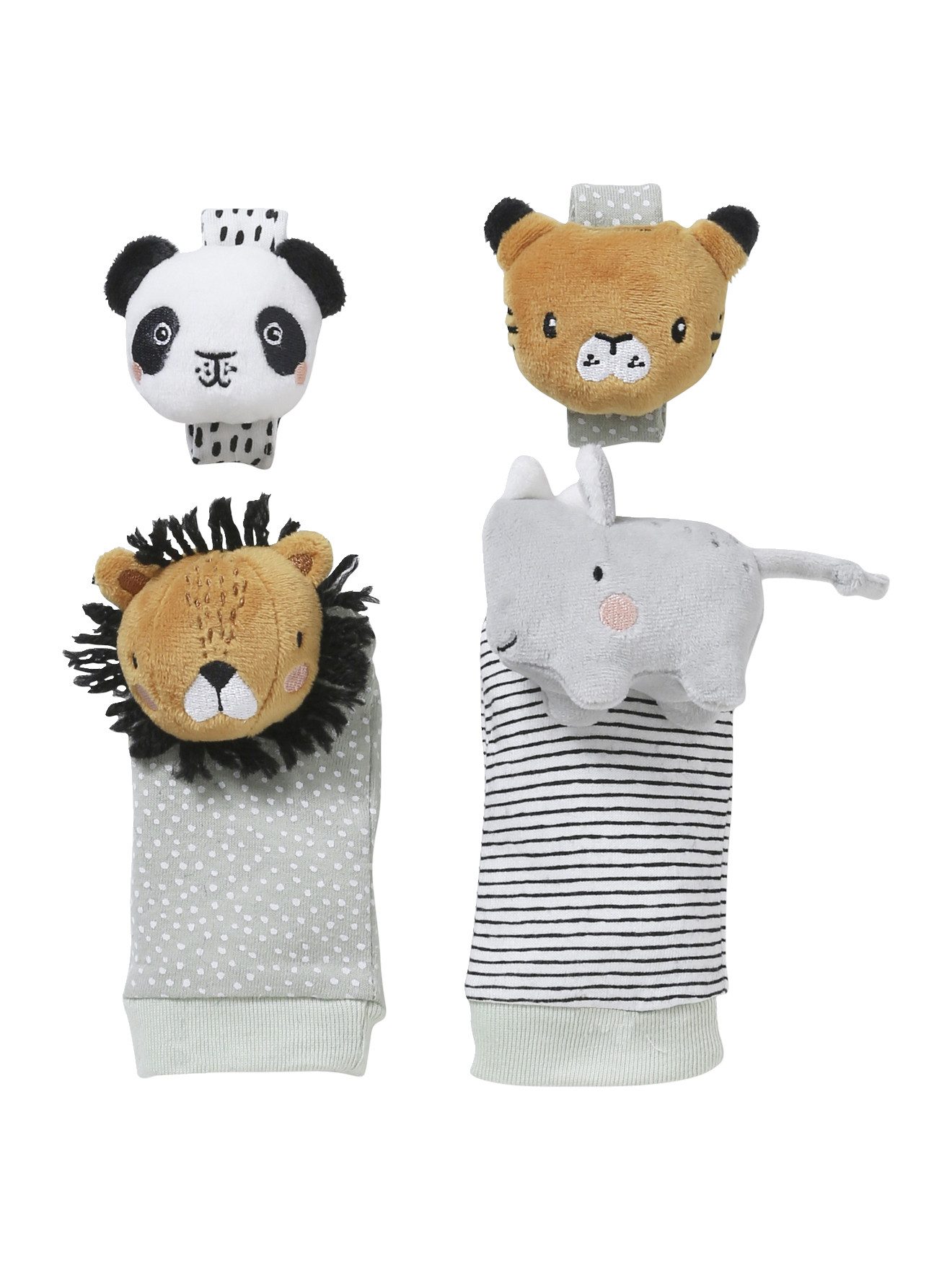 Schmusetuch Baby Rassel-Set aus Armband und Socken TANSANIA