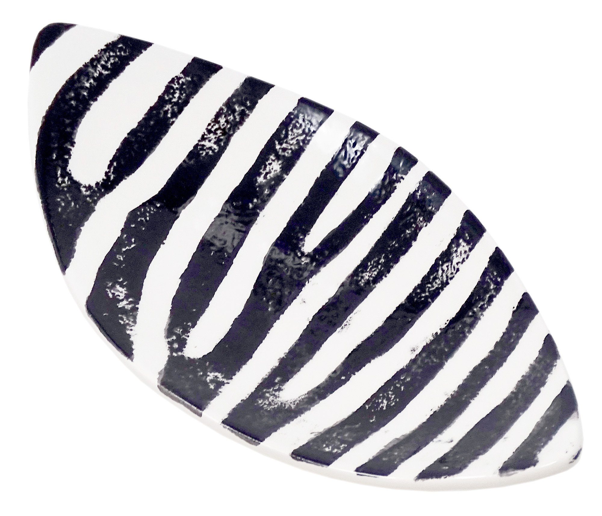 Lashuma Servierplatte Zebra, Keramik, Dessertschale 28x13 cm, ovaler Servierteller tief