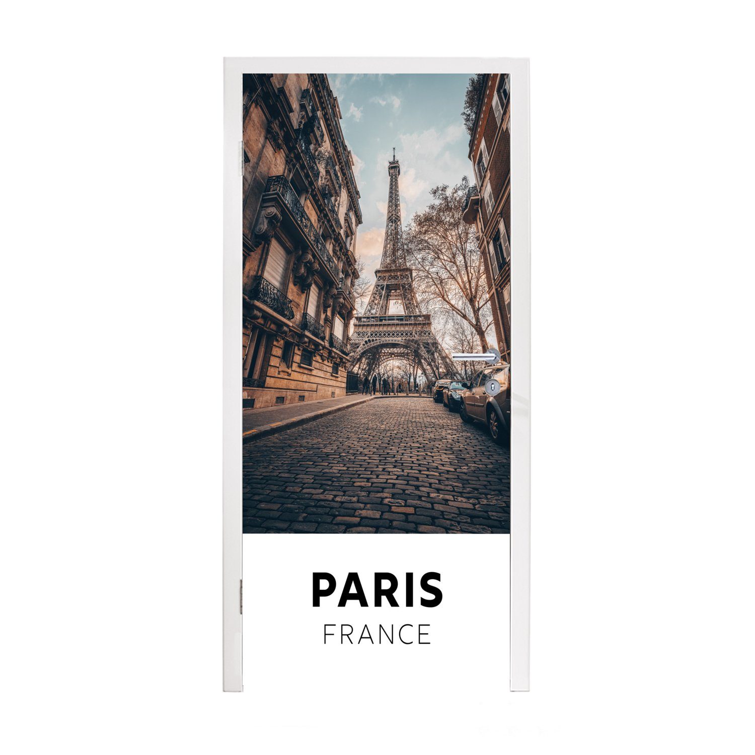 MuchoWow Türtapete Paris - Frankreich - Eiffelturm, Matt, bedruckt, (1 St), Fototapete für Tür, Türaufkleber, 75x205 cm