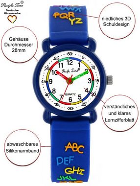 Pacific Time Quarzuhr Kinder Armbanduhr Lernuhr ABC Silikonarmband, Gratis Versand