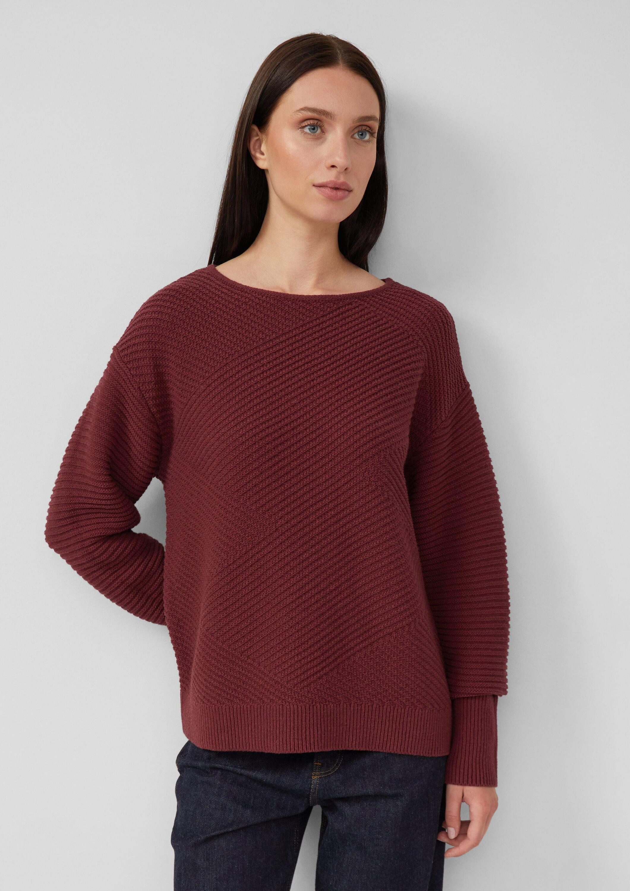 s.Oliver Longpullover Strickpullover Strukturierter Strickpullover in Oversize mit Rippbündchen
