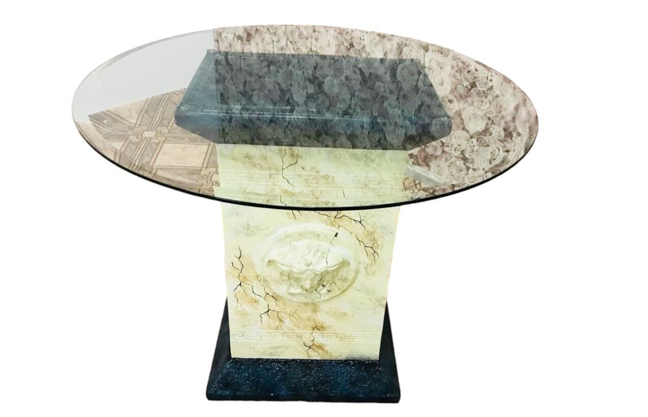 Schatzkiste1 Esstisch Black White Couchtisch, Wohnzimmertisch, Beistelltisch, Praxistisch (1x Tisch), handbemalt 75 cm Hoch