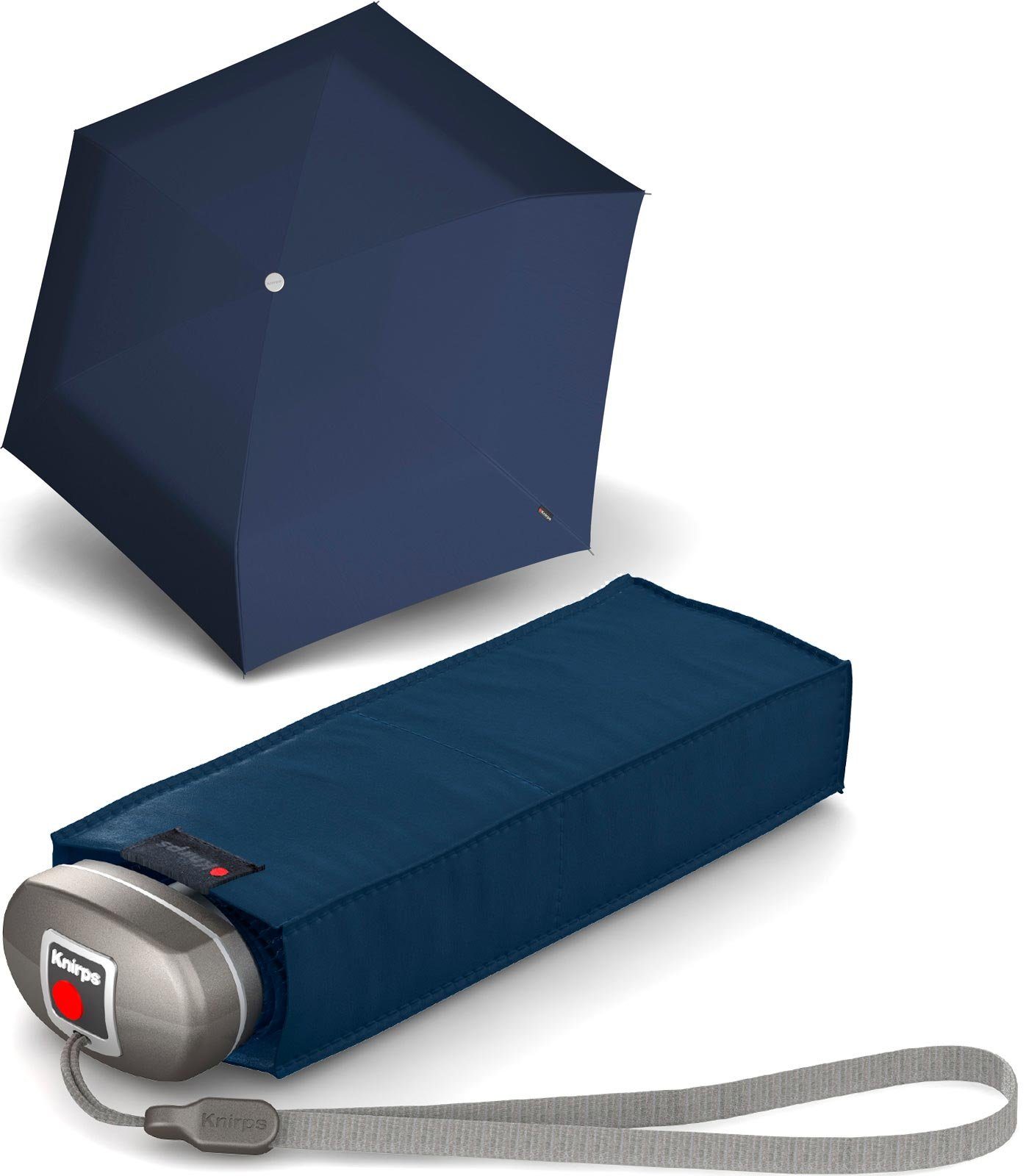 Knirps® Taschenregenschirm Mini-Schirm Travel klein leicht kompakt, der zuverlässige Begleiter, der in jede Tasche passt navy-blau
