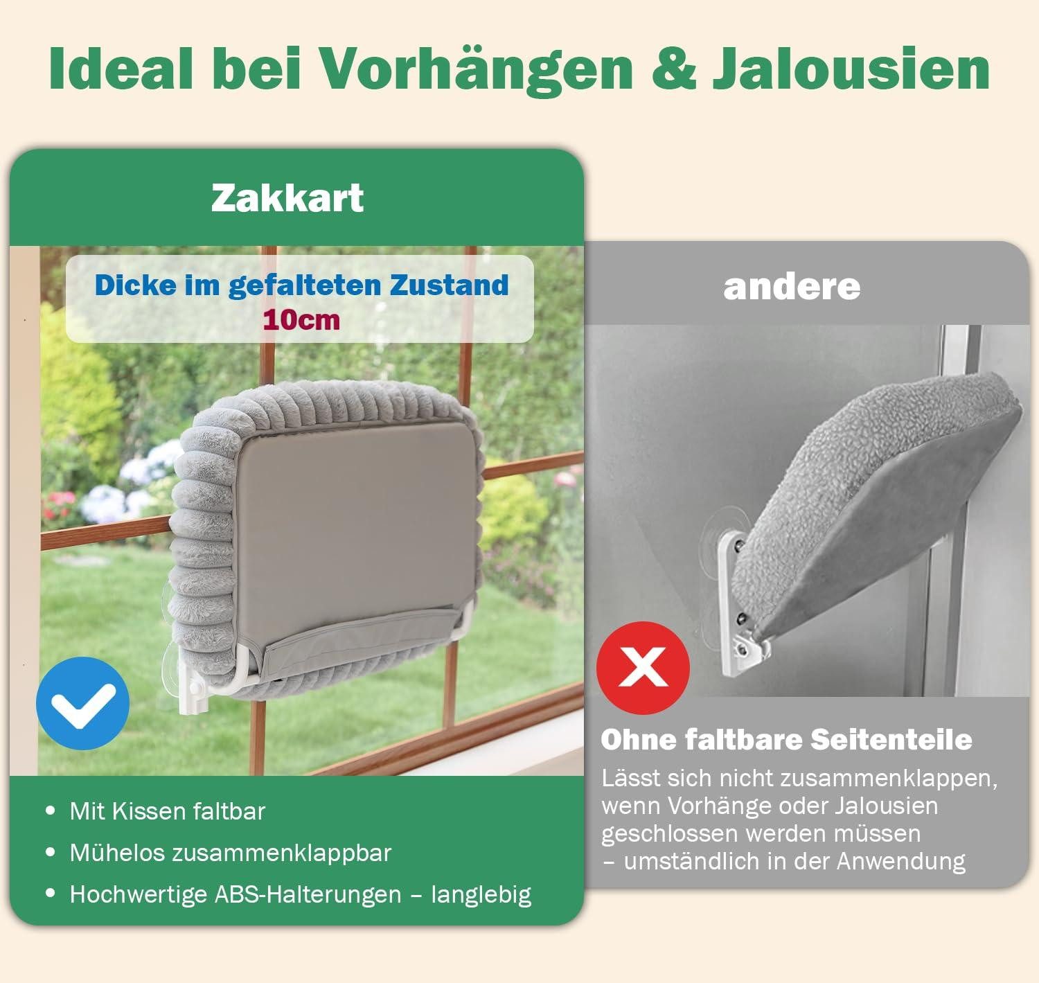 Kityhome Katzen-Hängematte Katzen-Fensterhängematte, bis 18 kg, abnehmbar, faltbar, (55*30cm),4 starke Saugnäpfe,Fensterliege für Katzen