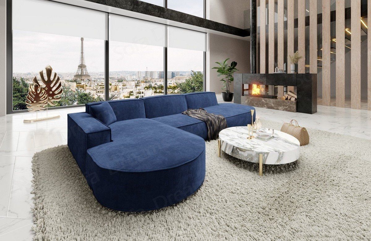 Sofa Dreams Ecksofa Design Stoffsofa Samtstoff Ecksofa Alegranza L Lounge Stoff Sofa, Loungesofa
