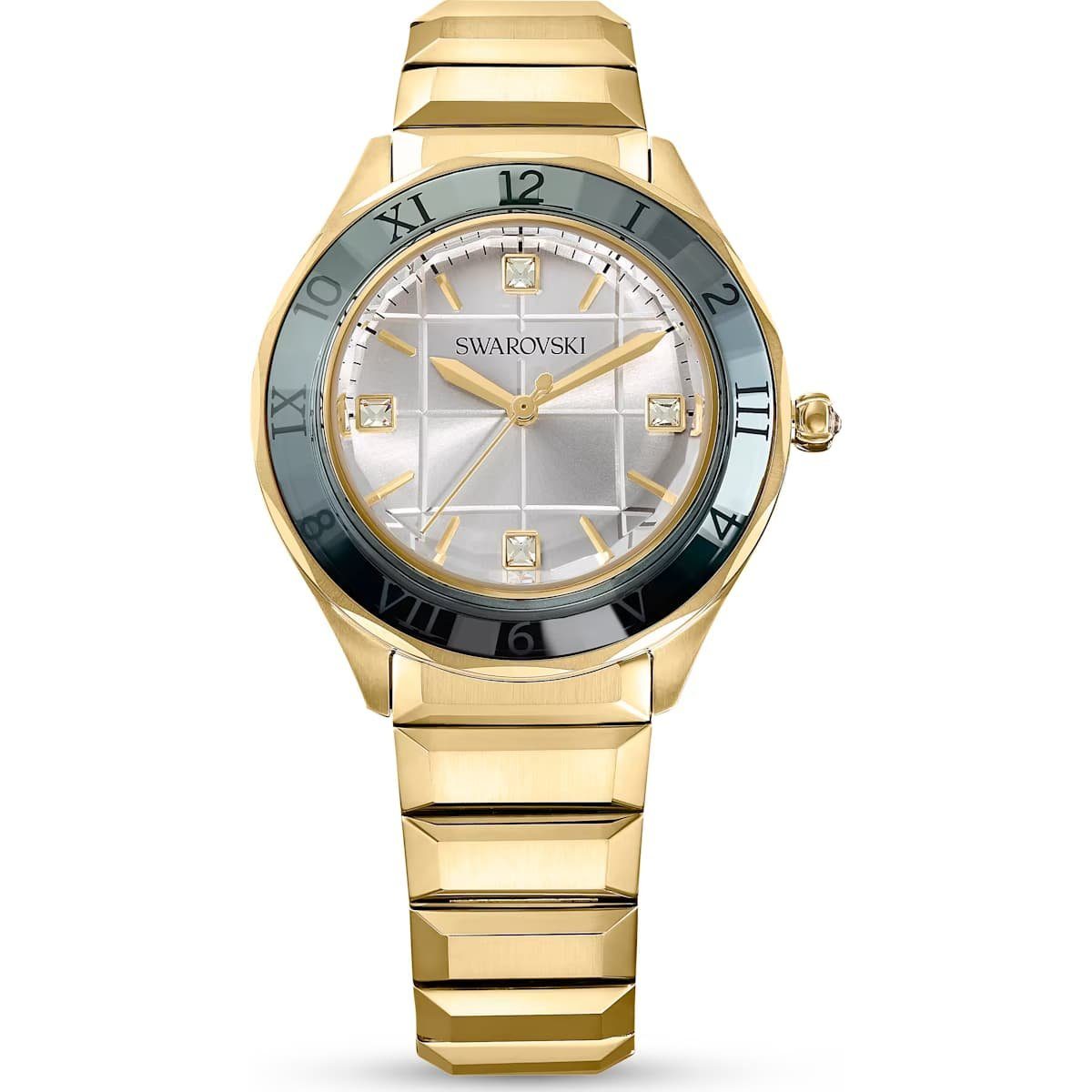 Swarovski Swarovski Uhr Metallarmband, Goldfarben, Schweizer 5635450 Fin, Vergoldetes (1-tlg) Uhr Damen