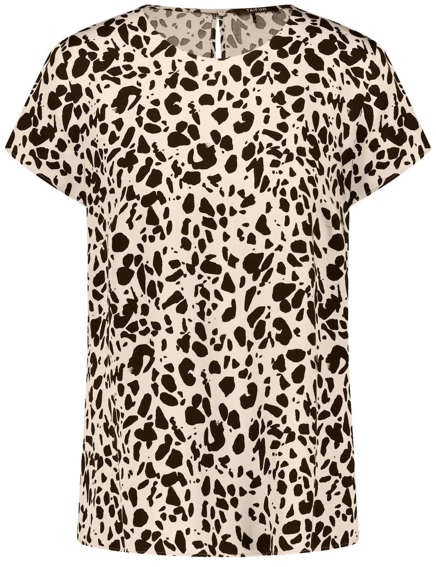 Taifun Kurzarmbluse – Kurzarmshirt mit Leo-Print und figurumspielender Passform