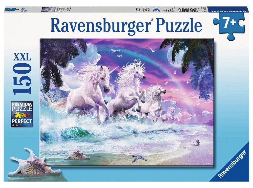 Ravensburger Puzzle 150 Teile Ravensburger Kinder Puzzle XXL Einhörner am Strand 10057, 150 Puzzleteile