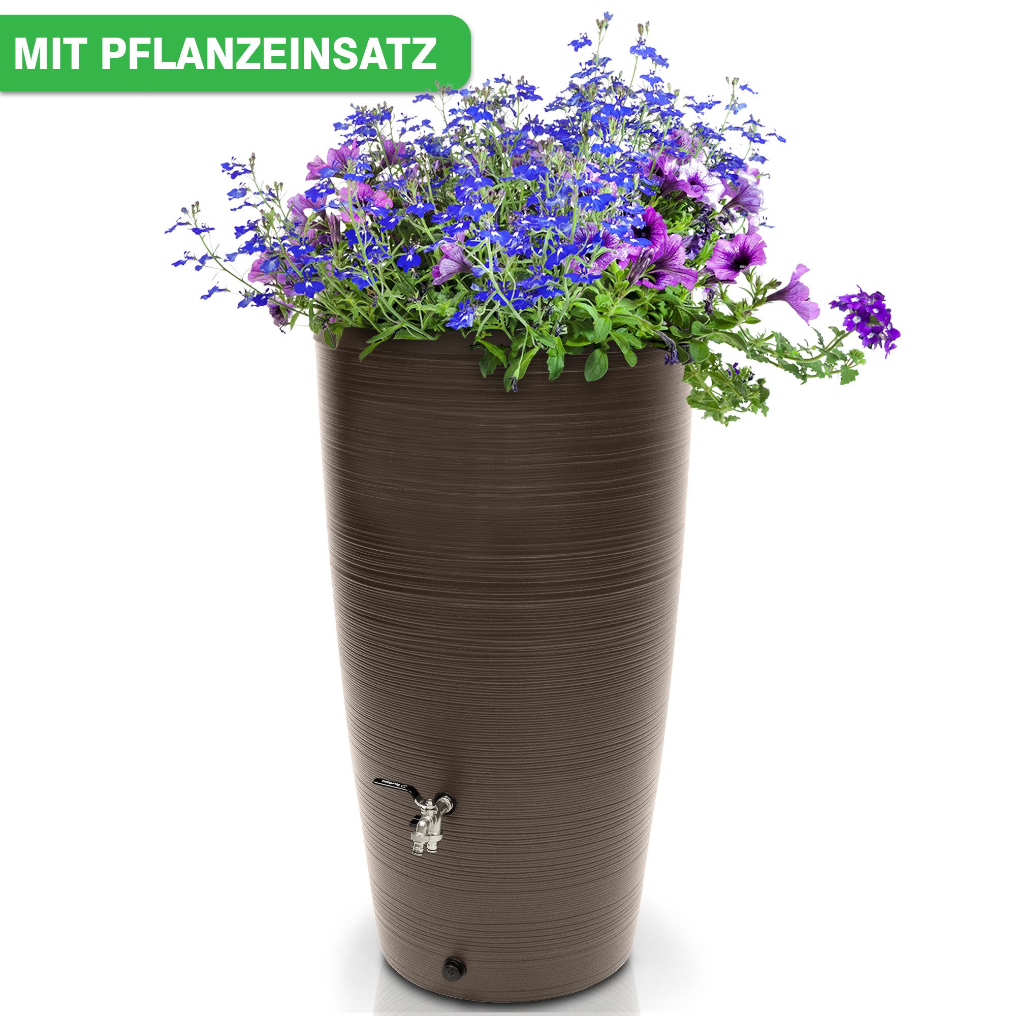 YourCasa Regentonne 240 Liter [Aquasplash] Messing Wasserhahn & Deckel Regenfass – Bild 5 von 5