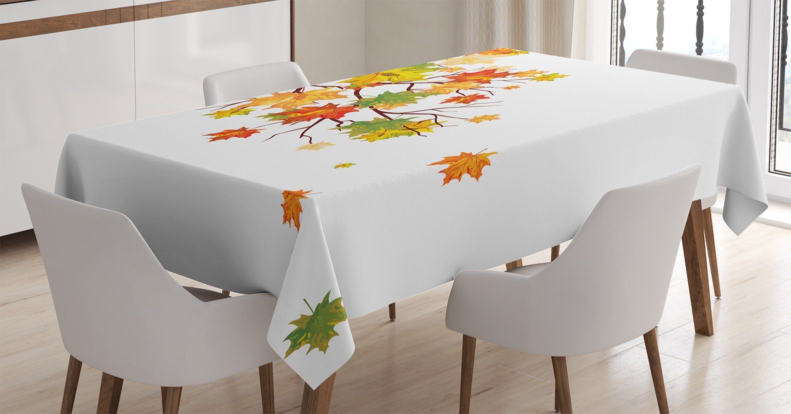 Abakuhaus Tischdecke Farbfest Waschbar Für den Außen Bereich geeignet Klare Farben, Fallen Herbst-Laub Maple Leaf