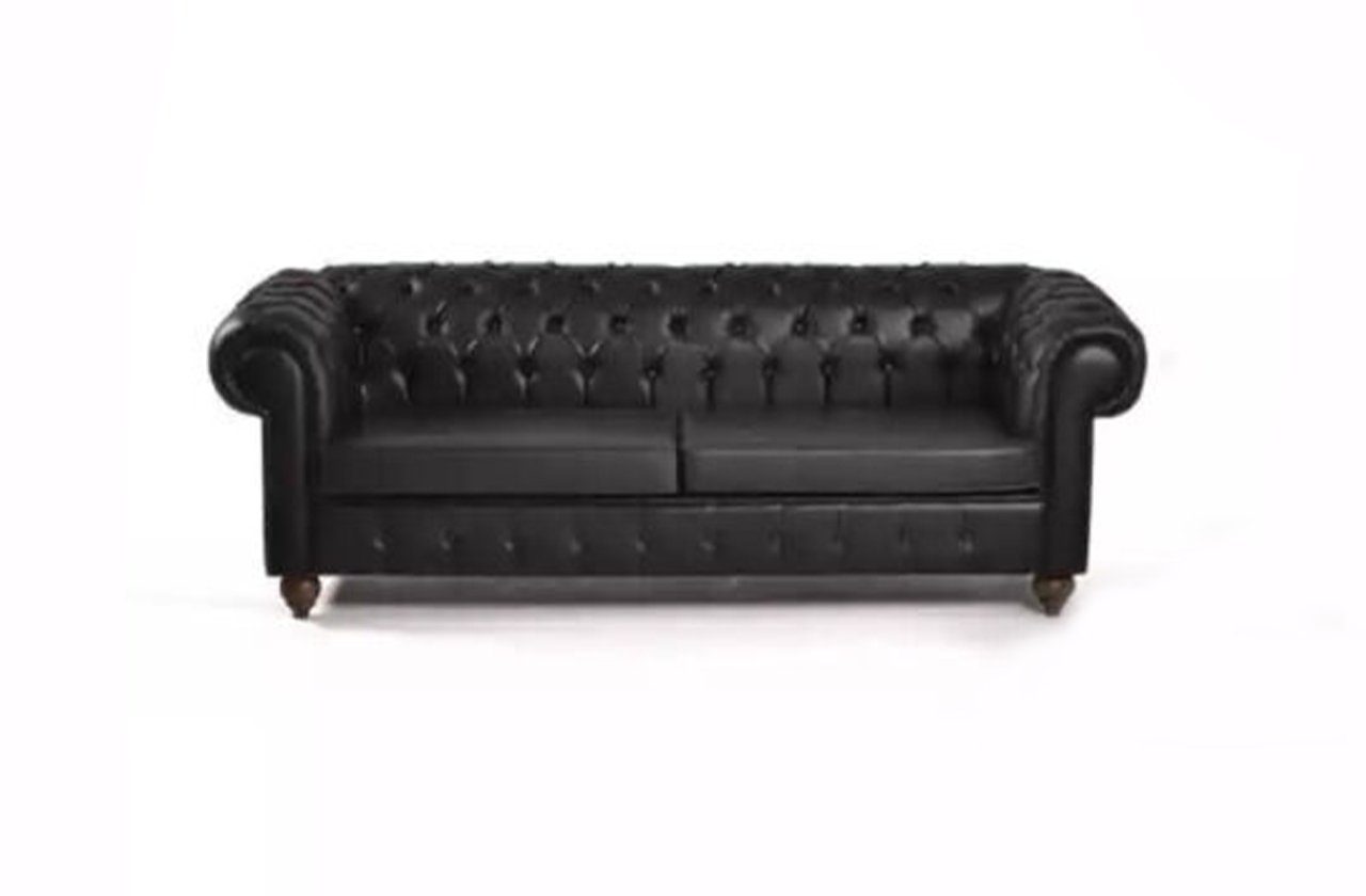 JVmoebel Sofa Schwarzer Chesterfield Dreisitzer Büroeinrichtung Couch Luxus Sitzer, Made in Europe