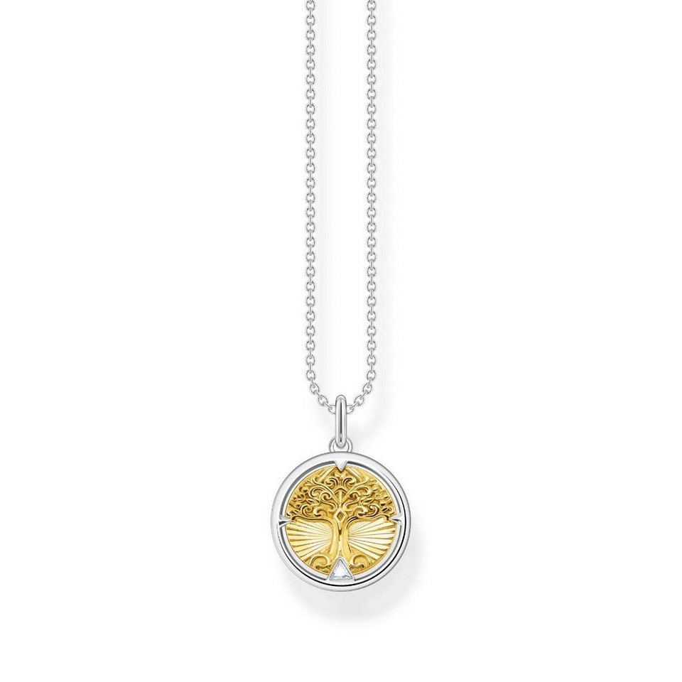 THOMAS SABO Kette mit Anhänger KE2137-849-7 Halskette Anhänger Damen Tree  of Love Silber Vergoldet
