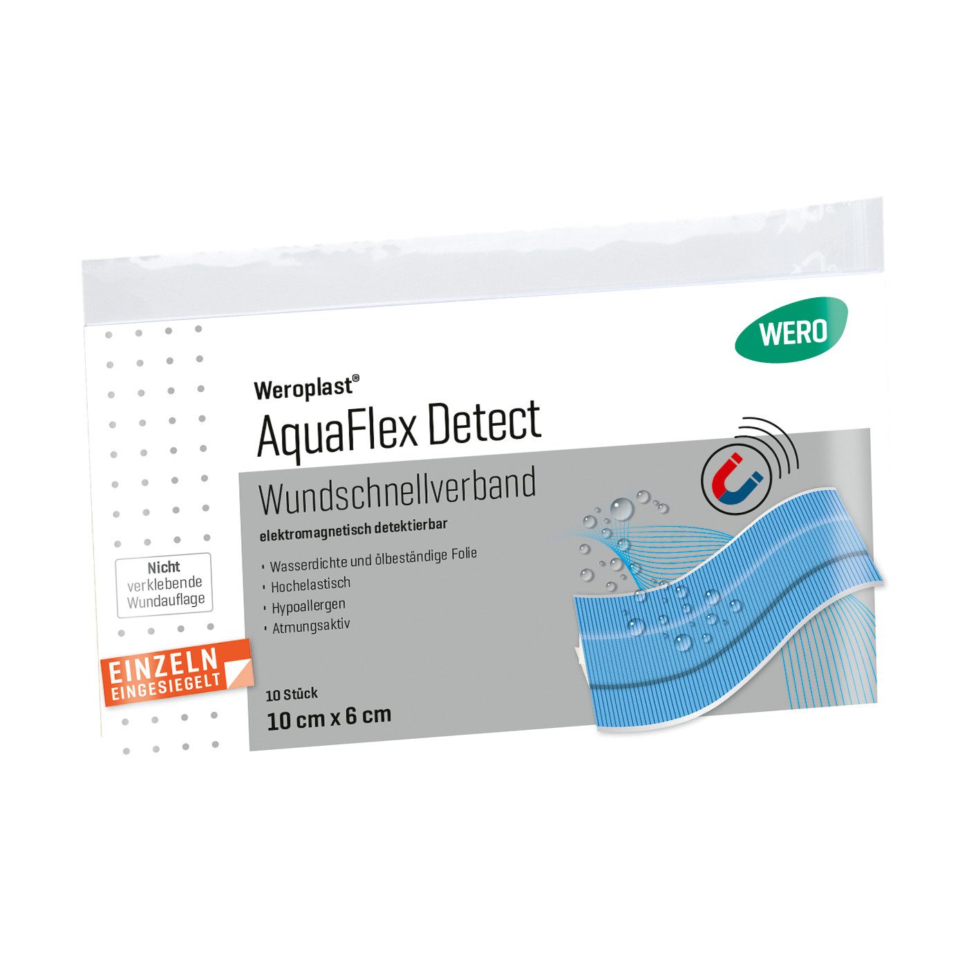 Wundpflaster AquaFlex Detect Wundschnellverband, detektierbar