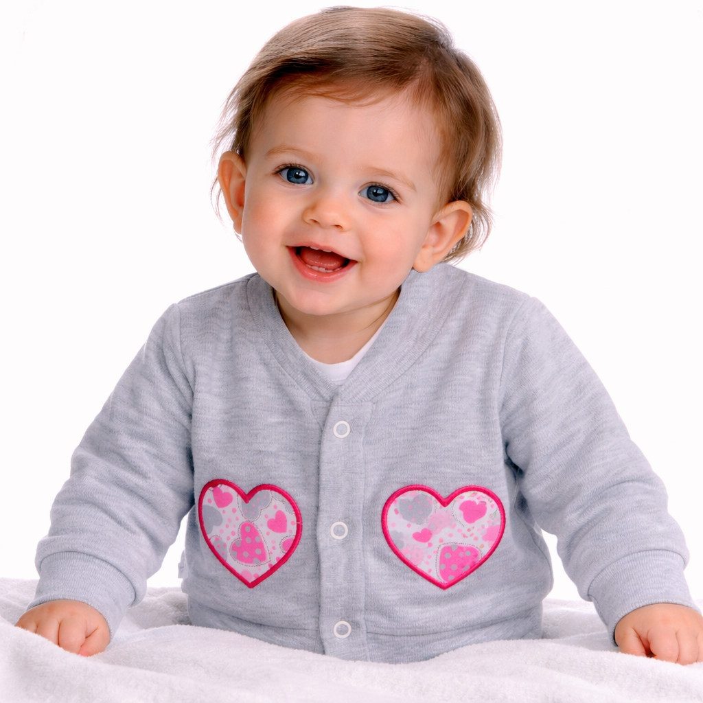 Sweatjacke Baby Jacke leichtes Jäckchen Pulli in Grau mit Herzchen