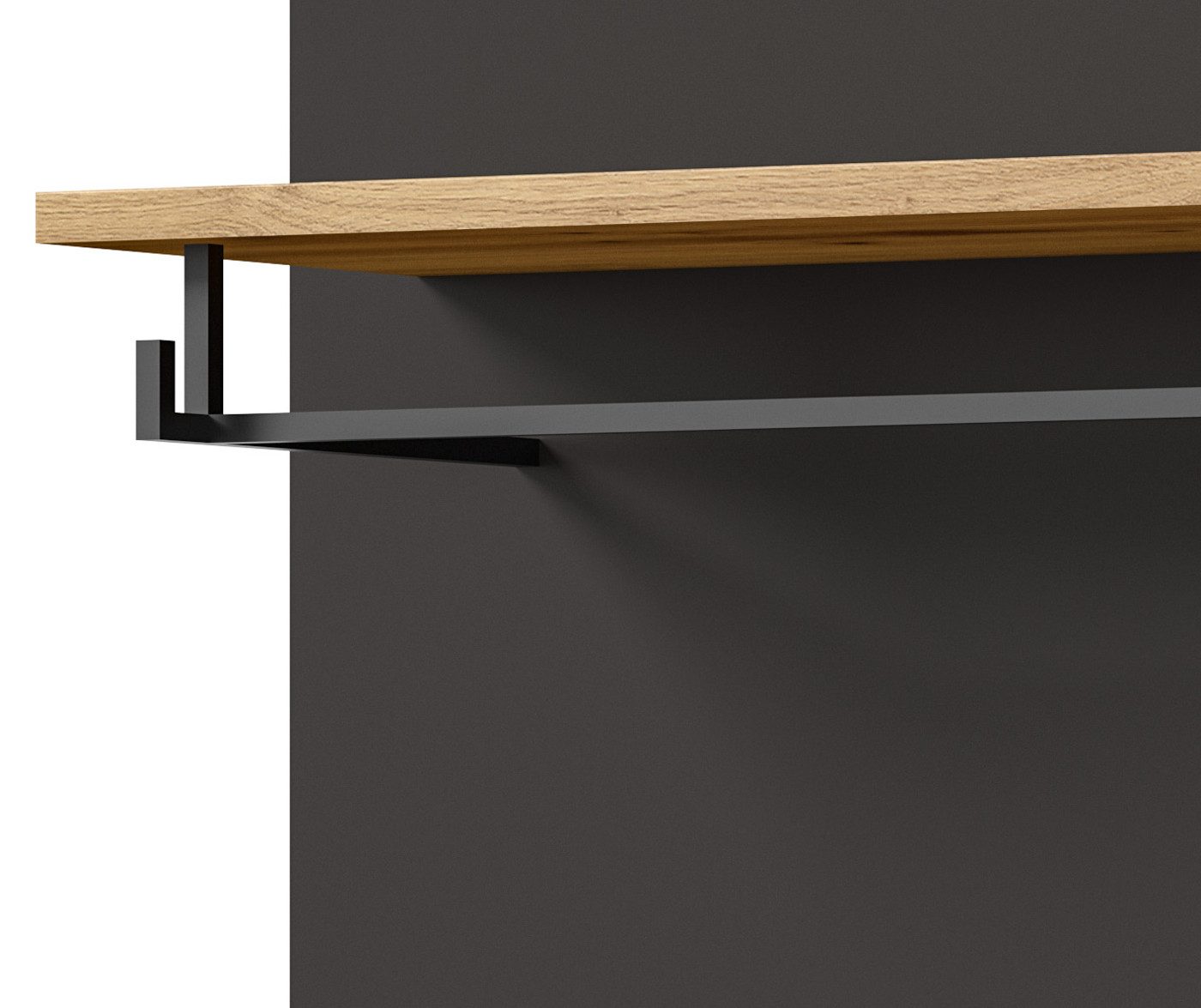 Inn.Furn Garderobenpaneel Cooper (Artisan Eiche und Basalt grau, 2-teiliges Set mit Garderobenleiste)