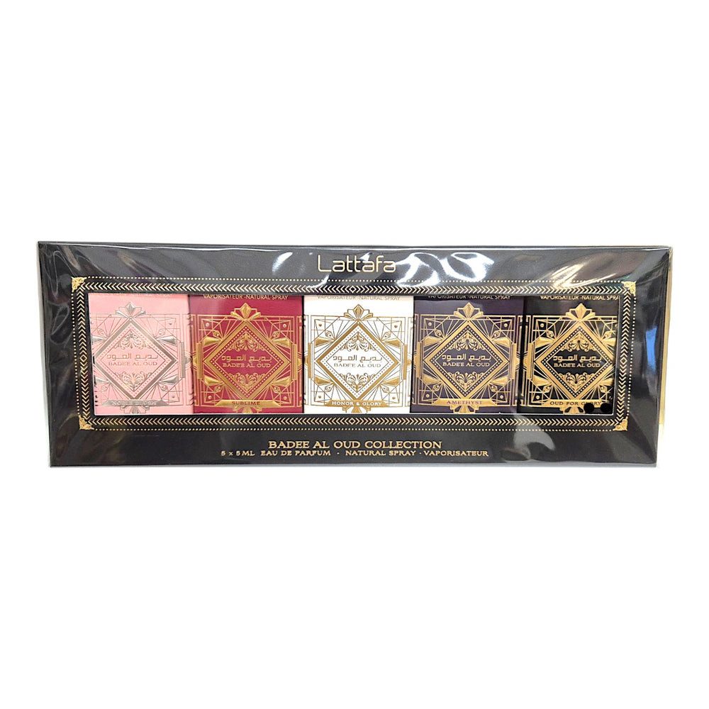Lattafa Duft-Set Badee Al Oud,Amethyst, Noble Blush EDP + Parfümzerstäuber (leer), 1-tlg.
