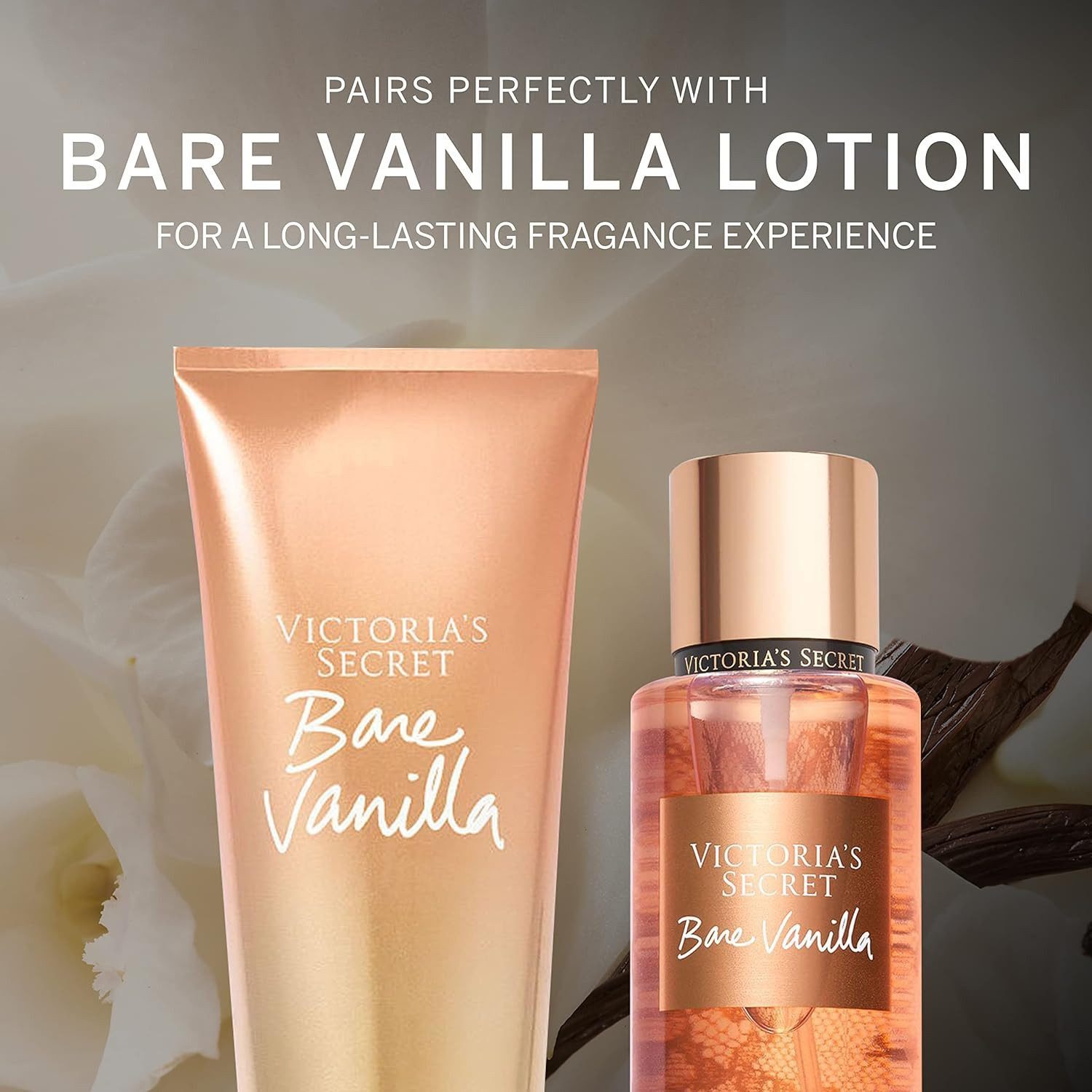 Victorias Secret Körperspray Bare Vanilla Body Mist Körperspray 250 ml, leichter Duftnebel, nicht aufdringlich, ideal für den ganzen Körper