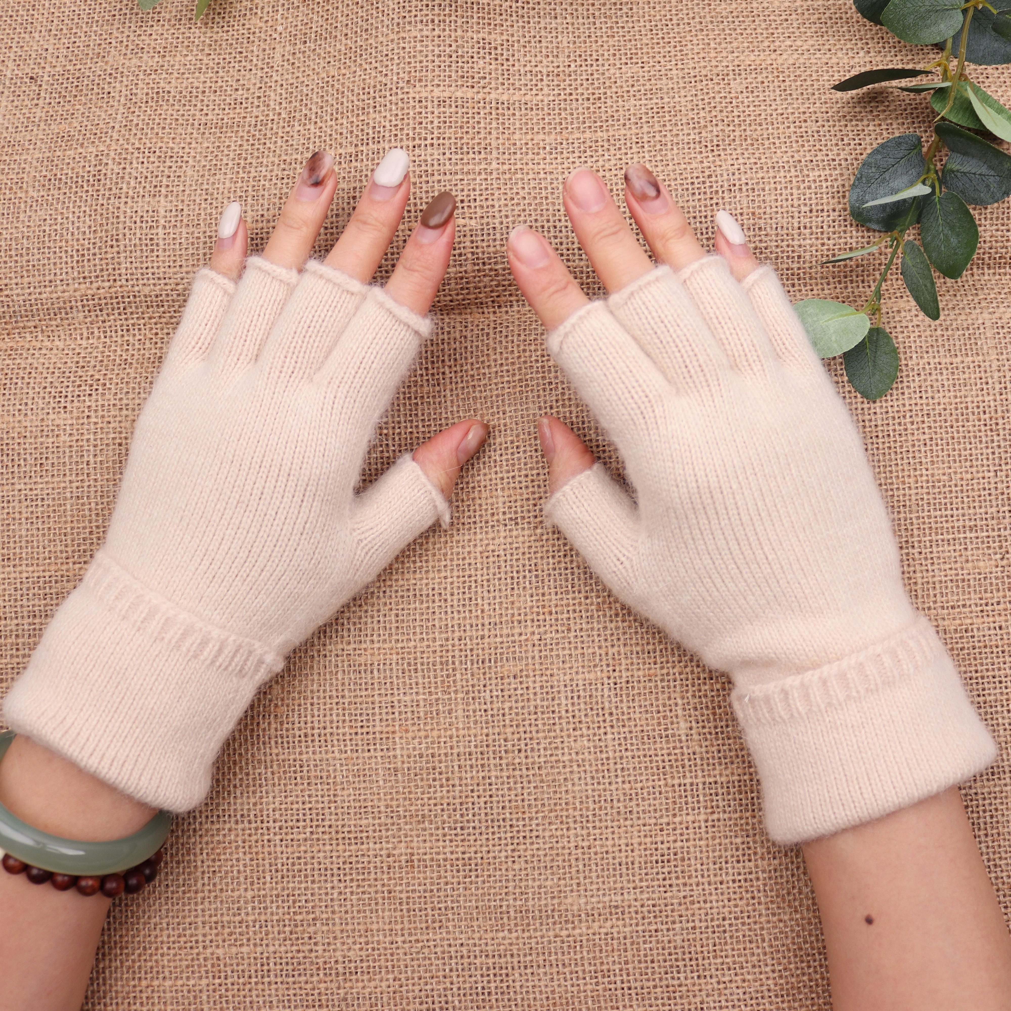 MIRROSI Strickhandschuhe Damen fingerlose Handschuhe mit 10 % Kaschmir-Ante günstig online kaufen