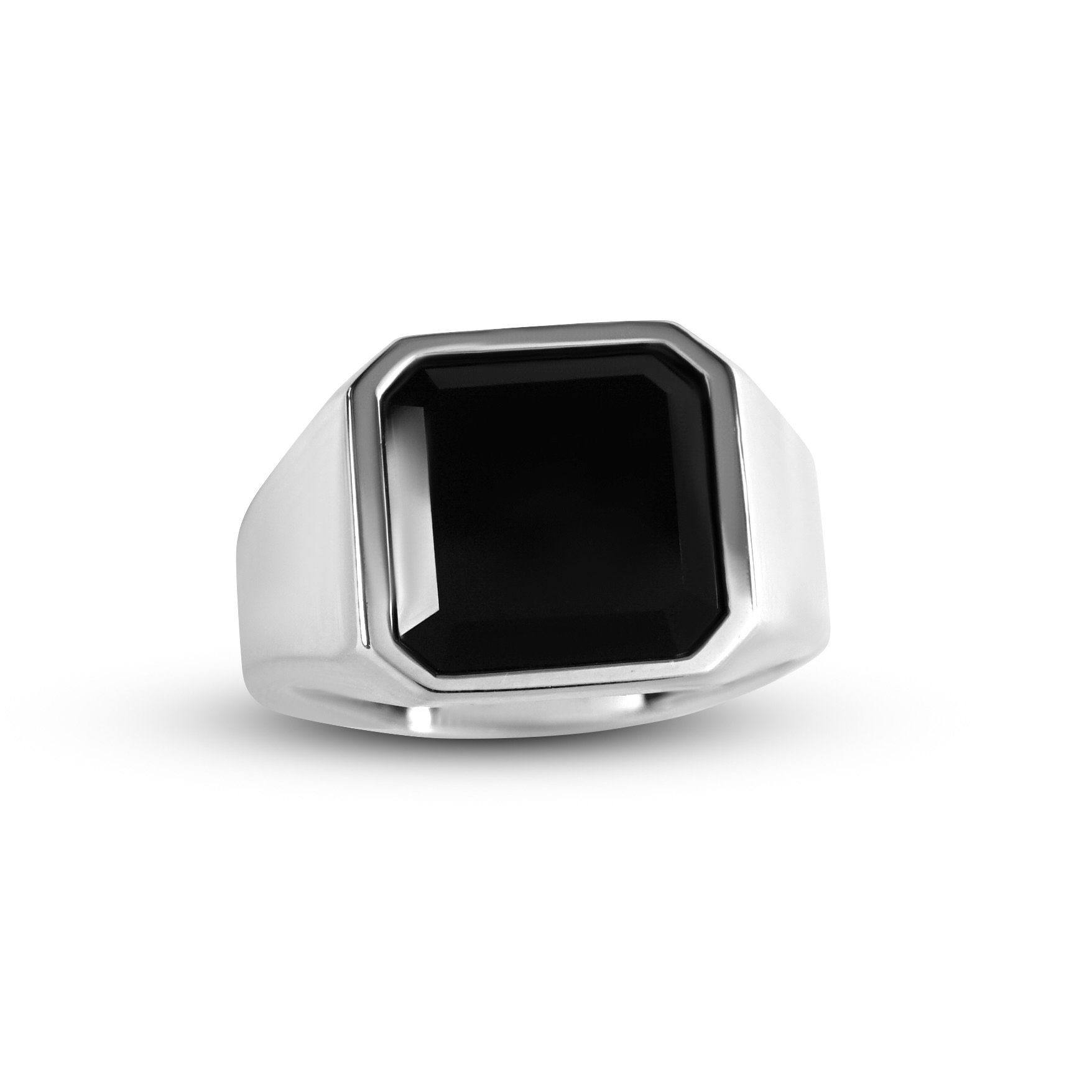 Sprezzi Fashion Siegelring Herren Ring Siegelring mit Onyx Stein schwarz 925  Silber (inkl. Schmuckbox), handgemacht, handmade, Naturstein, Onyx