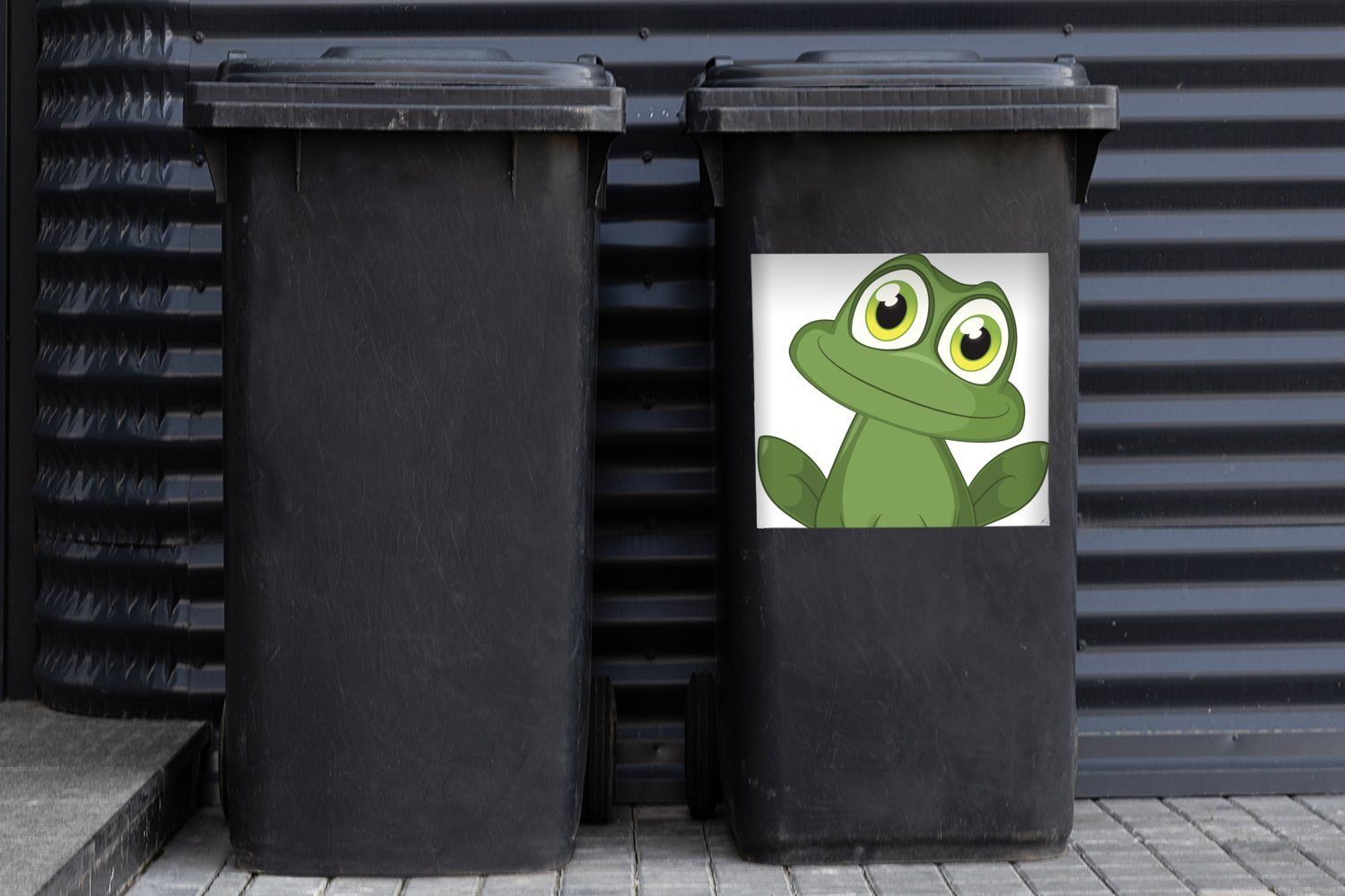 Mülltonne, Lustig Weiß Sticker, Container, Abfalbehälter - St), MuchoWow - Mülleimer-aufkleber, (1 Wandsticker Frosch