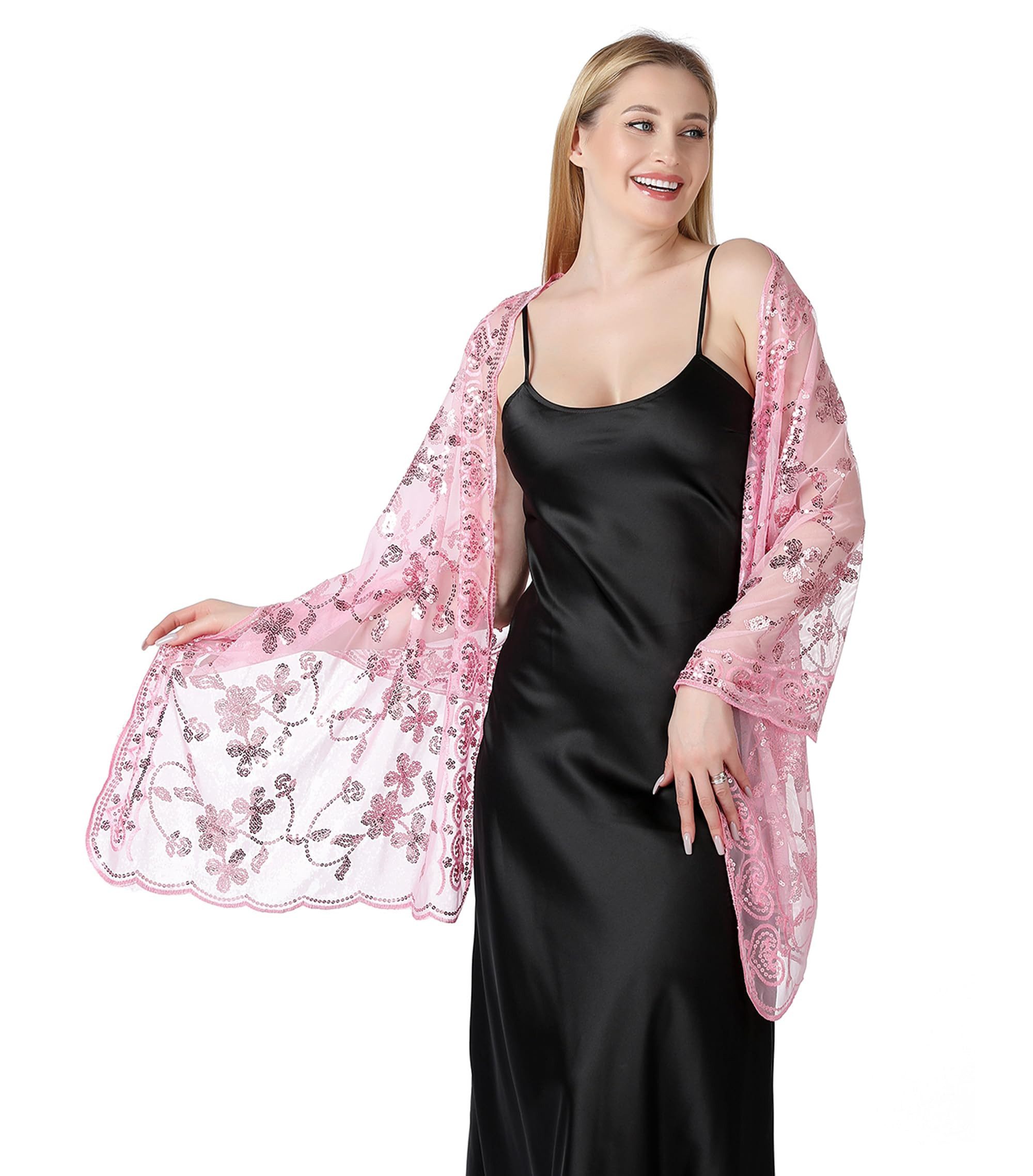 Zaewry Modeschal Schals und Tücher für Abendkleider – Elegante, transparente Damen, Jahre mit Blumenmuster, ideal für Hochzeiten – Bild 5 von 5