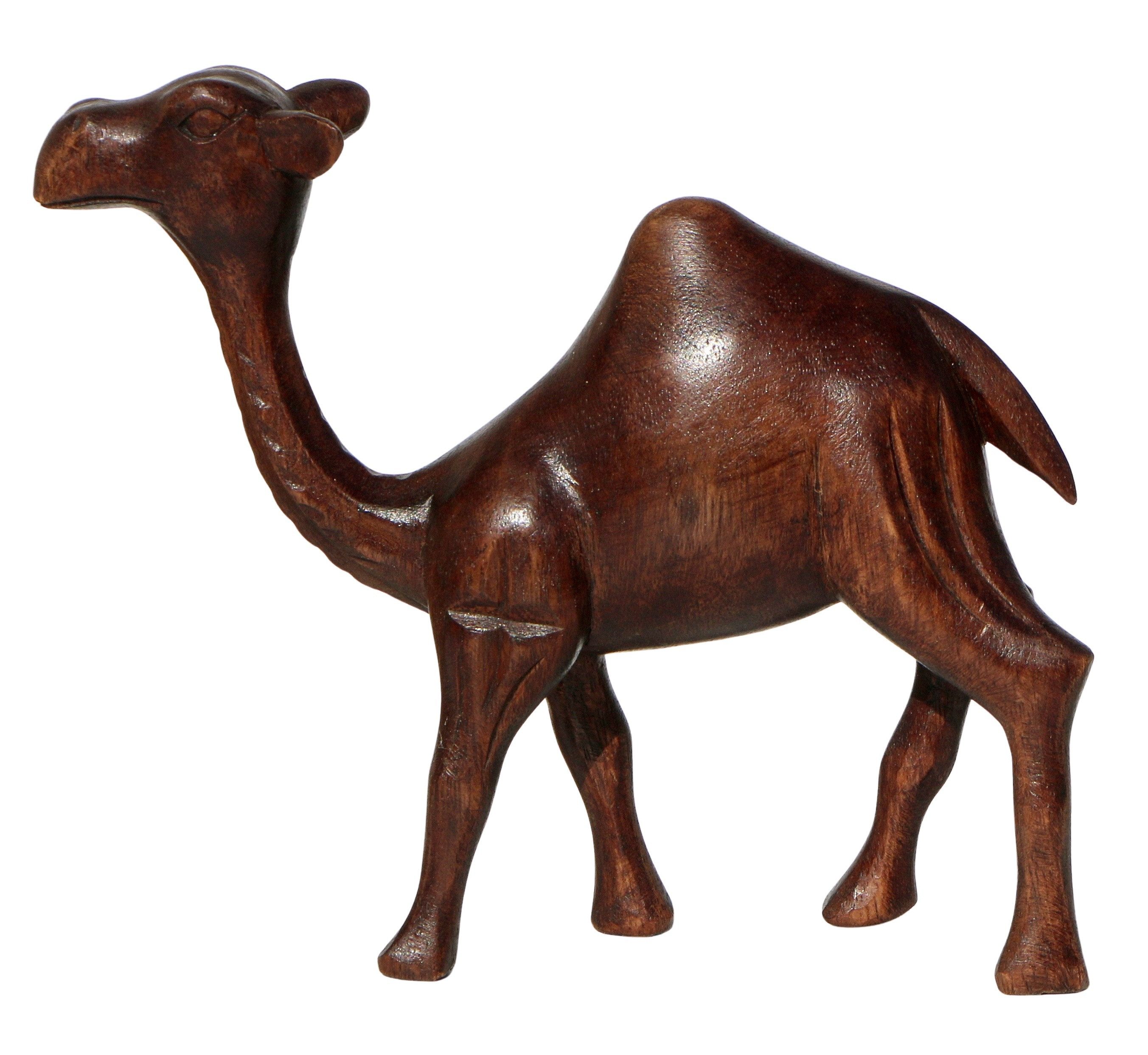 Wogeka Tierfigur Kamel Holz-Figur Wüste Tier Statue Dekoration